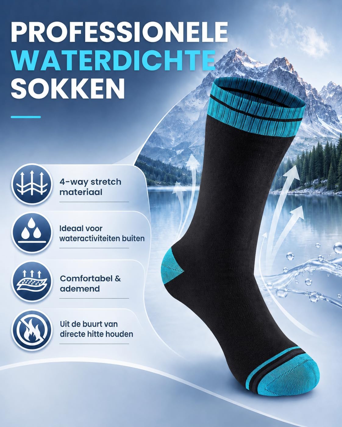 Detalle de Niorasen waterdichte herensokken voor outdoor, halfhoog en 3-laags