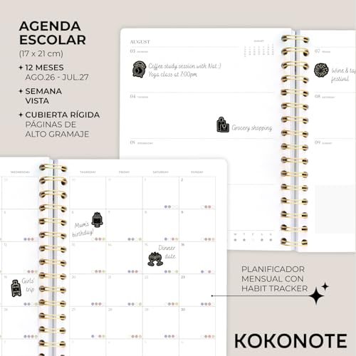 Thumbnail 1 de Kokonote Agenda 2026/2027 Semana Vista A5 Misty Gray