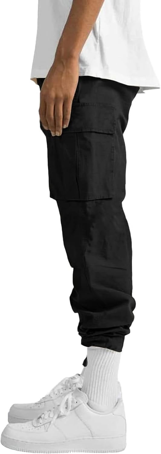 Detalle 2 de HUNGSON Men’s Cargo Pants with Drawstring Waist, Relaxed Fit Hiking Joggers