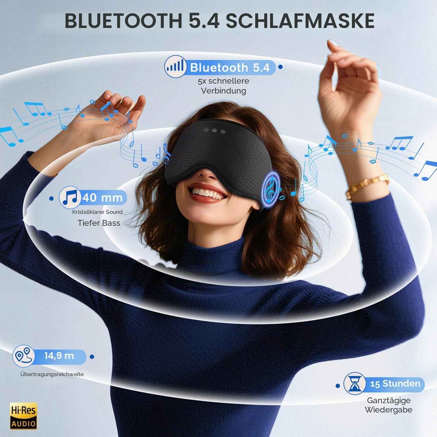 Detalle 2 de LC-dolida Schlafmaske Bluetooth Kopfhörer