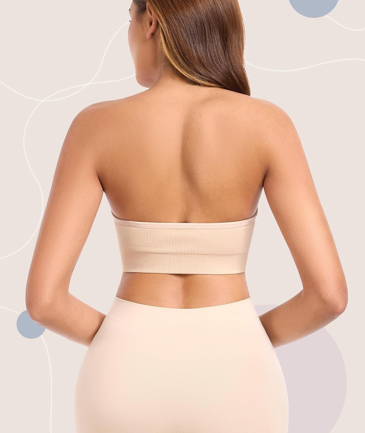 Thumbnail 2 de Finduself Strapless Wireless Bandeau Bra with Anti-Slip Lining and Removable Pads