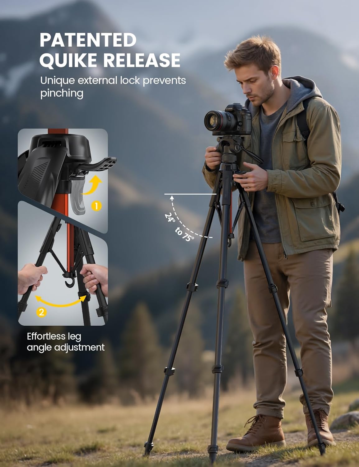 Thumbnail 2 de Lamicall 67 inch camera tripod with 8kg load