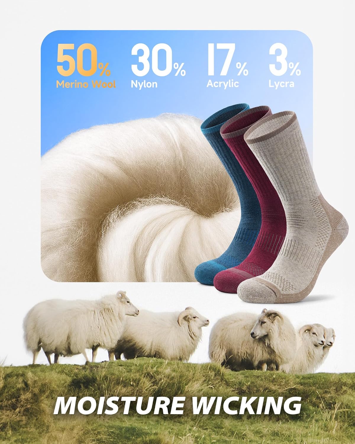 Thumbnail 6 de Merino wool socks 3 pack, cushioning support