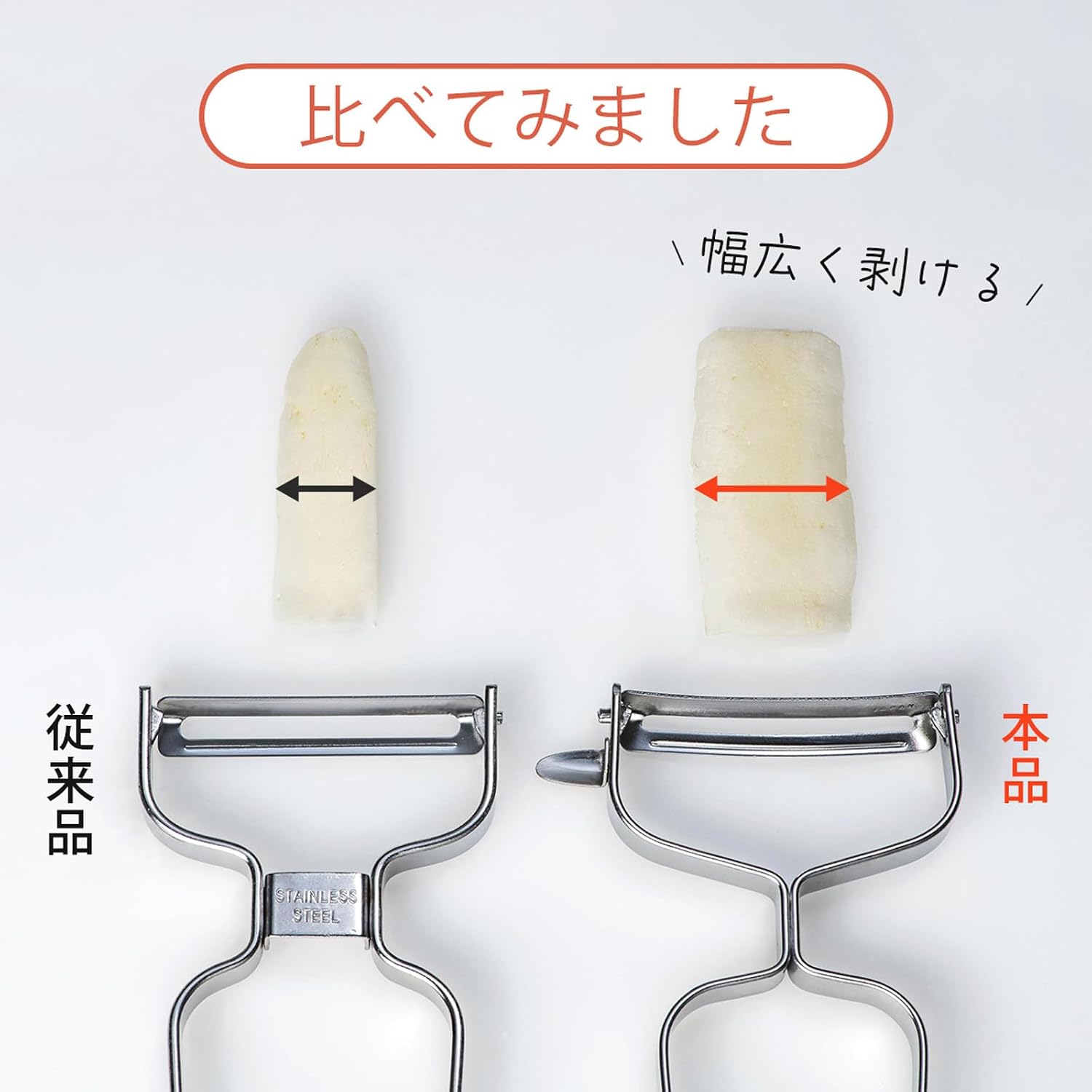 Detalle de 下村企販 45893 カーブ刃ピーラー ステンレス製・芽取り付き、食洗機対応の日本製