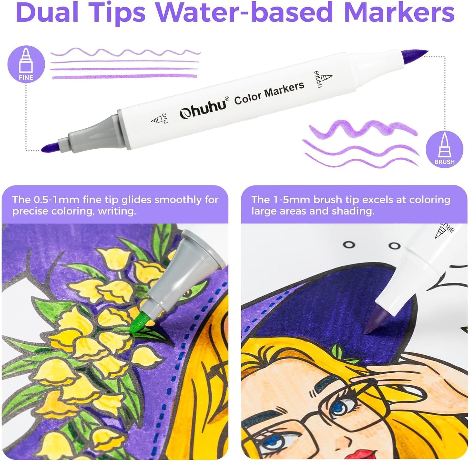 Thumbnail 3 de Ohuhu 60 Colours Dual‑Tip Water‑Based Markers 🎨