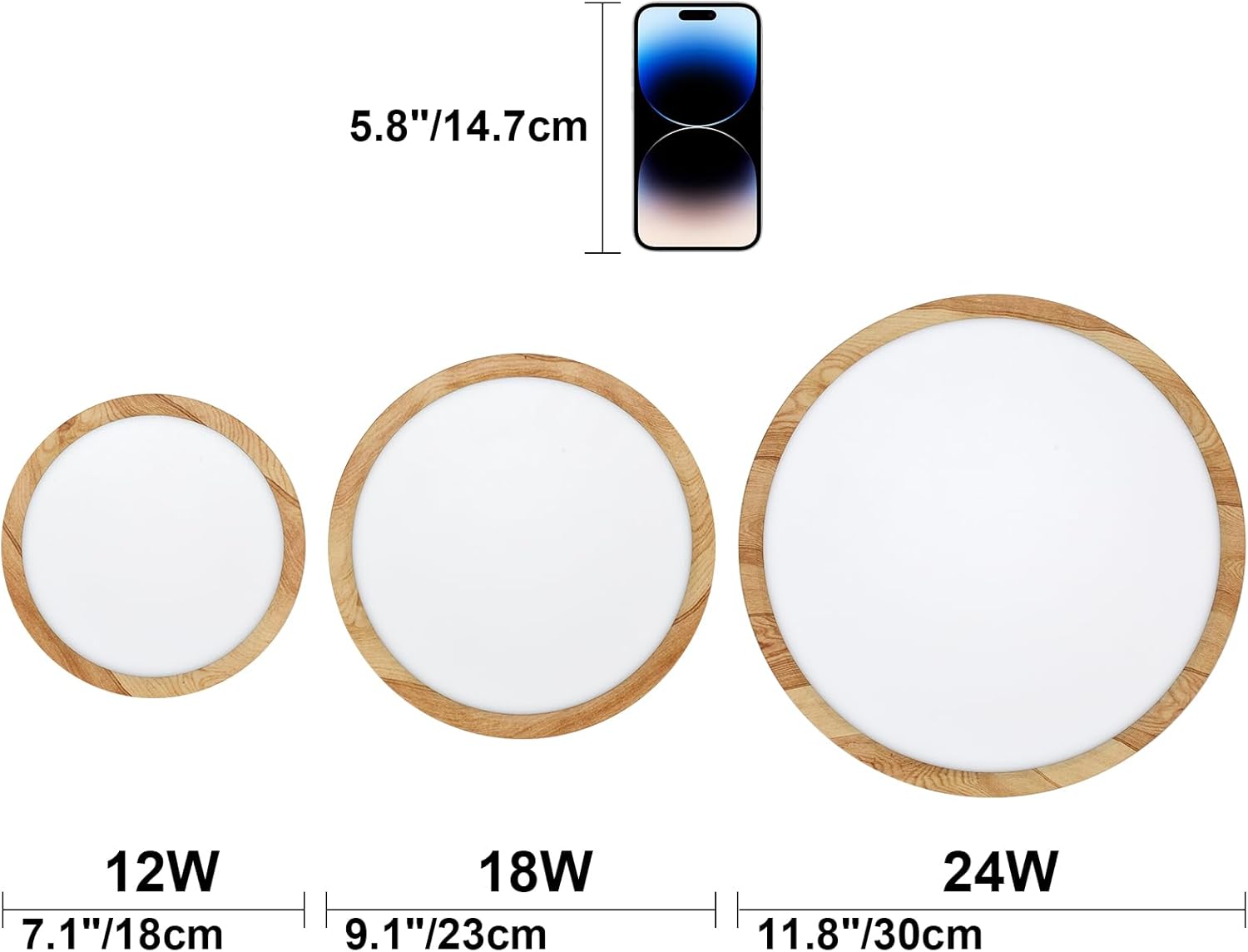 Thumbnail 6 de LVL LED Ceiling Light 24W: Wood Grain Flat Round Nordic Flush Mount