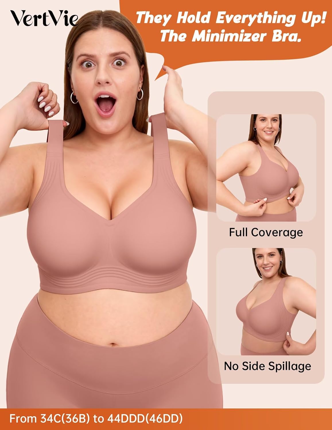 Detalle de Vertvie Gel Push-Up Wireless Full-Coverage Bra for Plus-Size Women