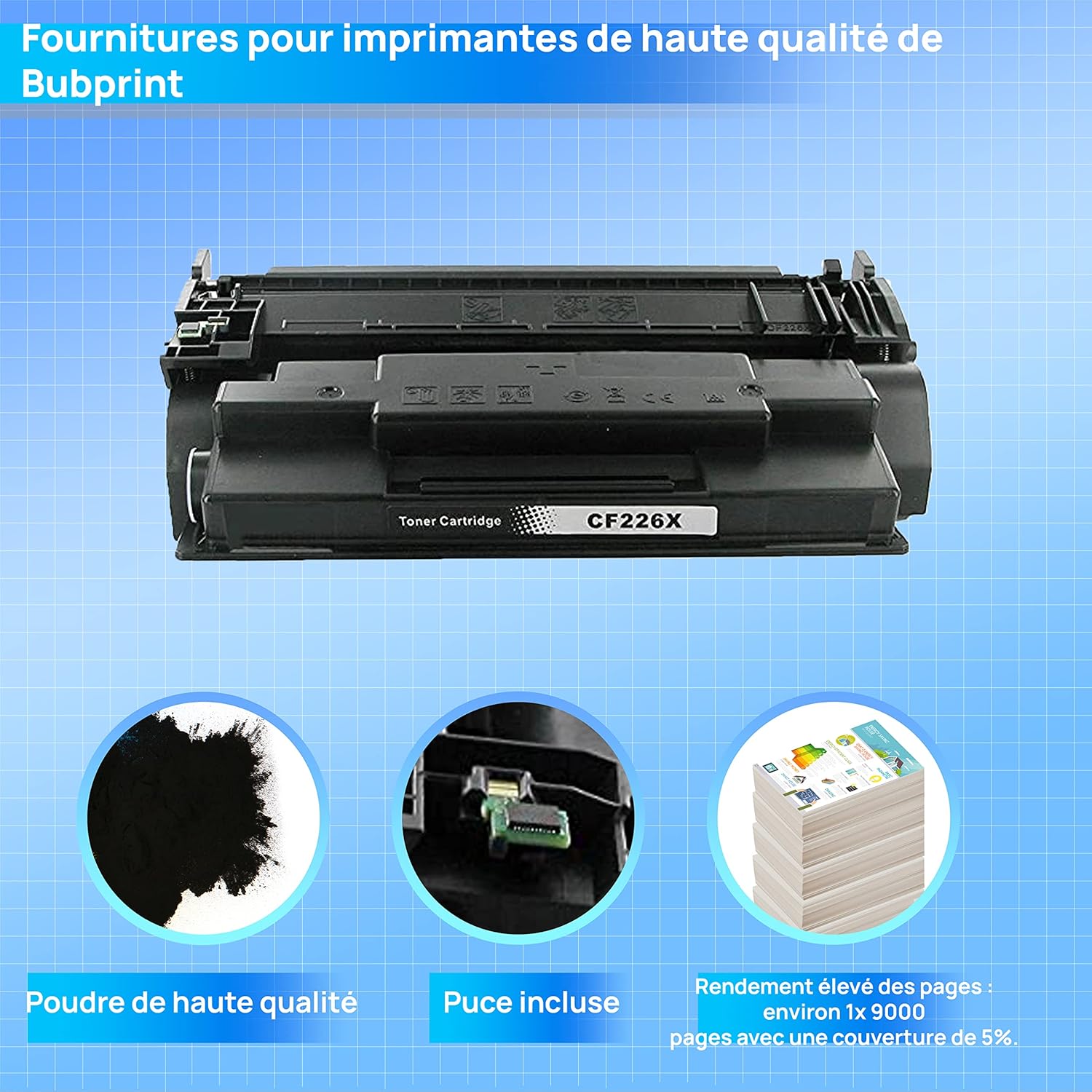 Thumbnail 2 de Bubprint Compatible HP 26X CF226X – Cartouche de toner noir pour LaserJet Pro M402/M426 (9 000 pages)