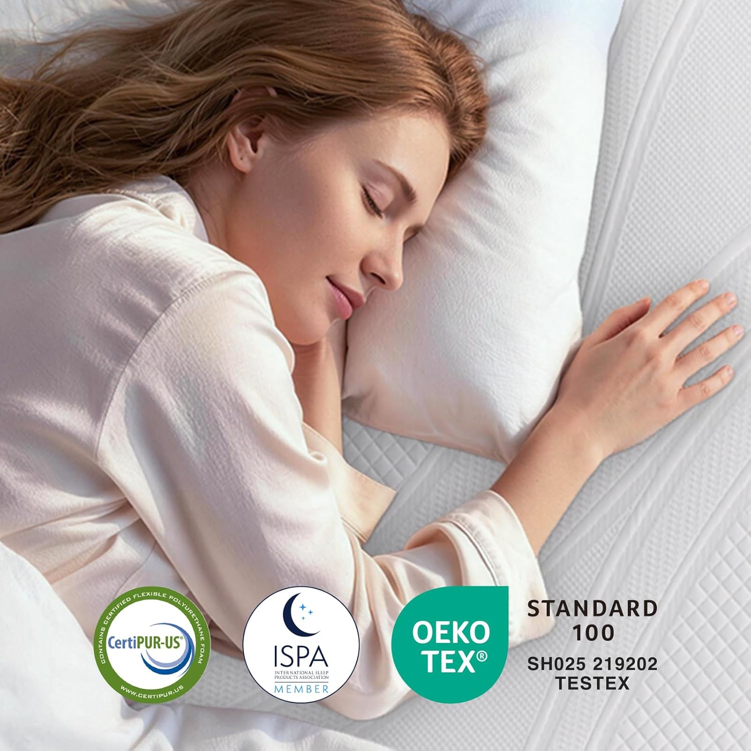Detalle de Novilla Topper Materasso in Memory Foam Gel 180x200 cm, 7,5 cm di spessore – comfort, igiene e anti-scivolo