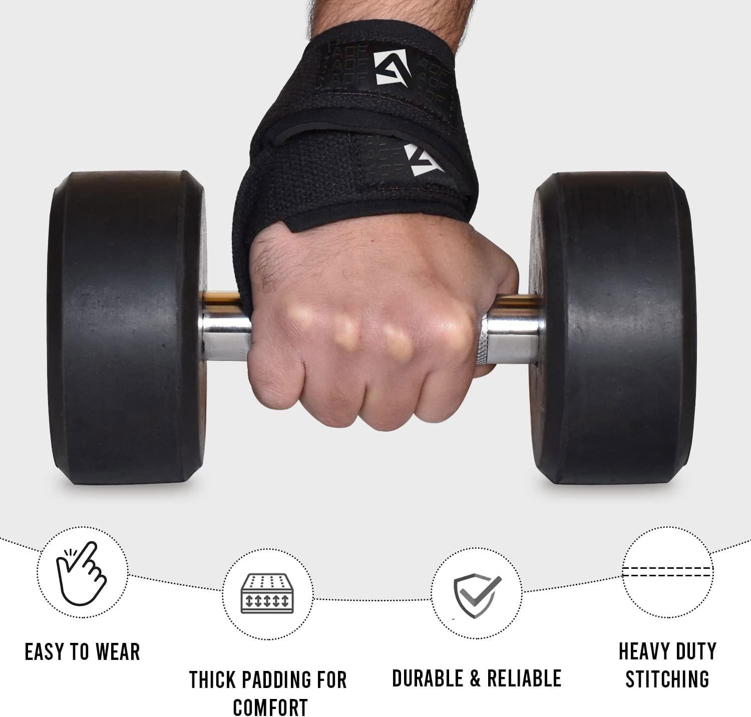 Detalle 2 de AQF Figure 8 weight lifting straps with padded wrist support (pair)