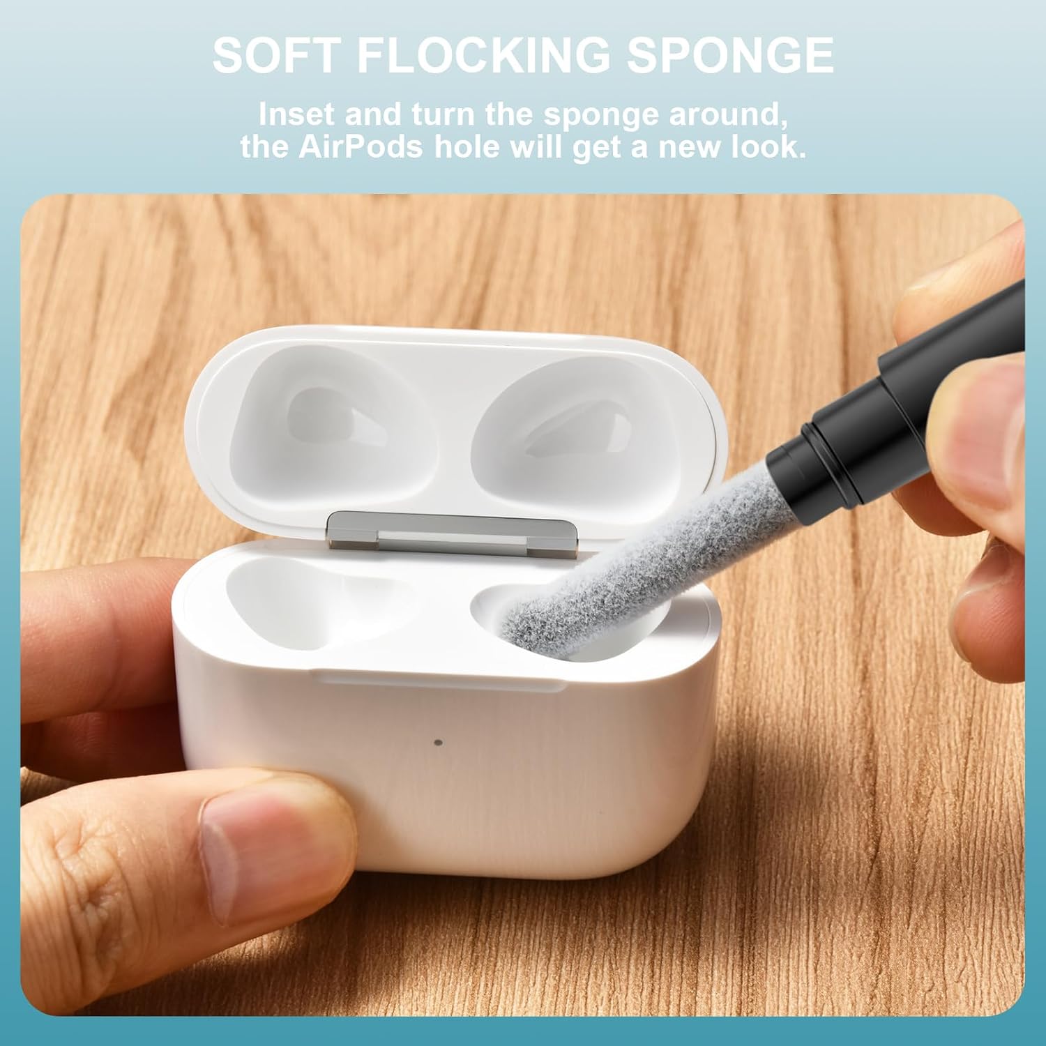 Detalle de ICARER Clean Kit: 3-in-1 Reinigungsstift für AirPods Pro 3/2/4 und mehr