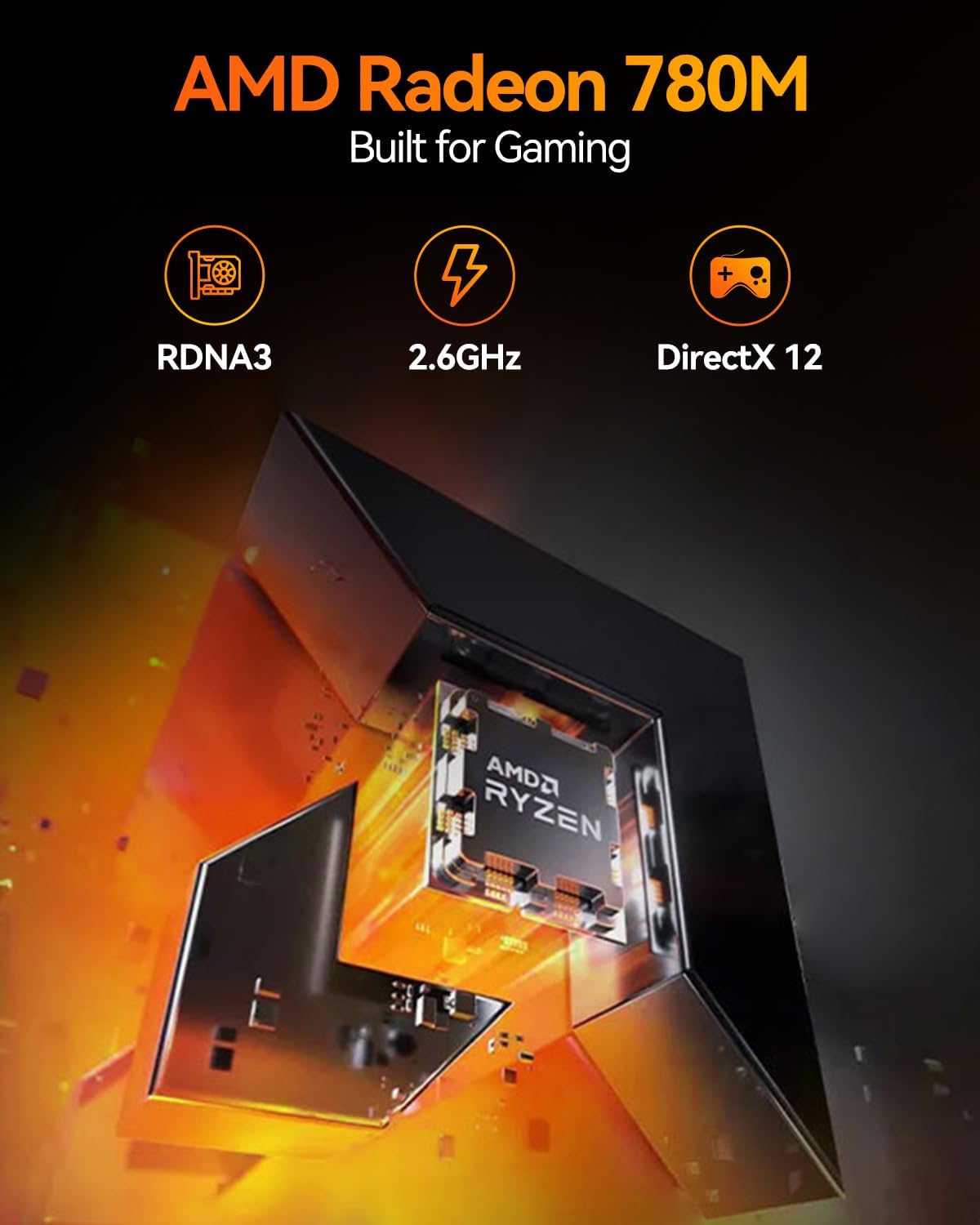 Detalle de GEEKOM A8 Mini PC (Windows 11 Pro) with AMD Ryzen 7 8745HS, 16GB DDR5 & 1TB SSD