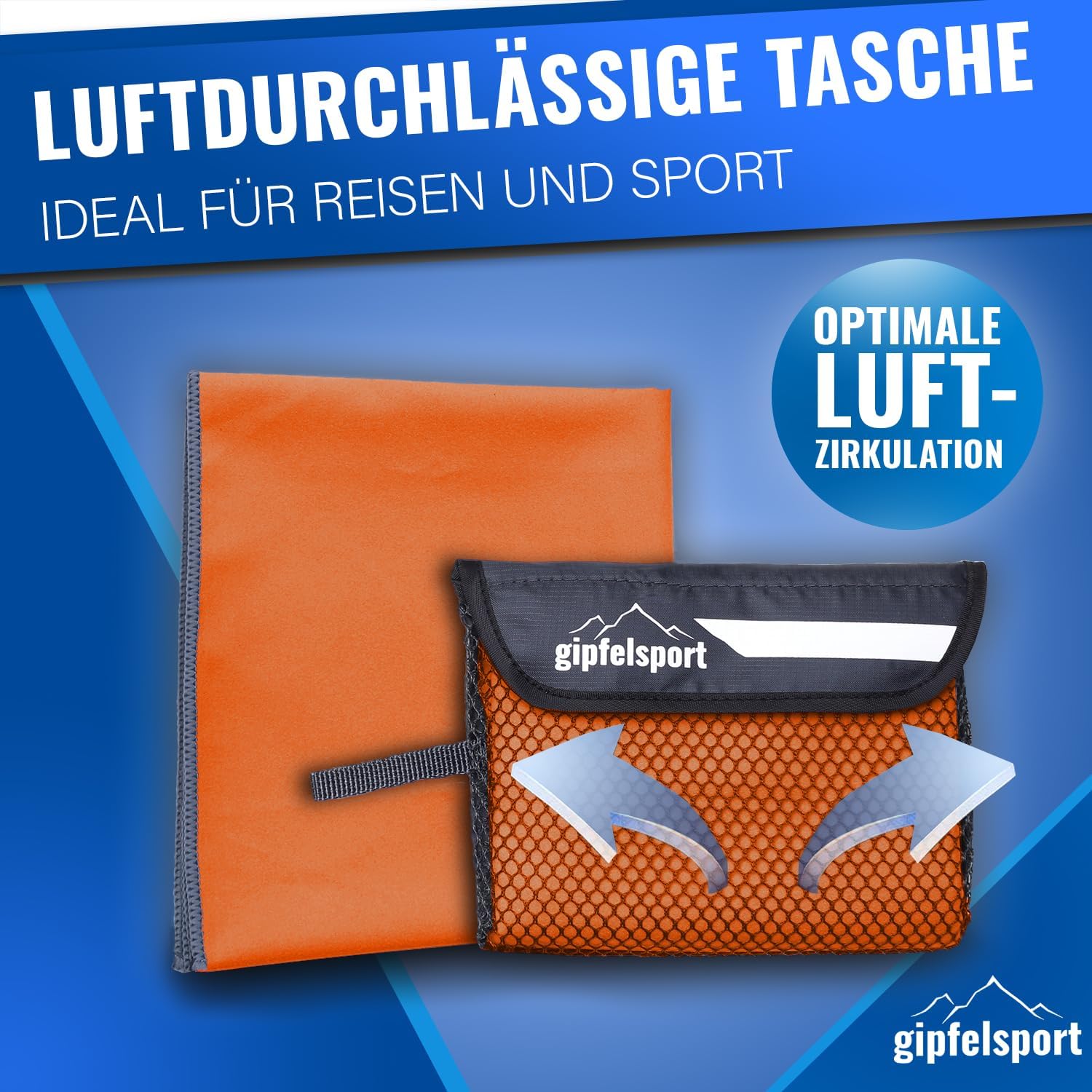 Thumbnail 5 de Gipfelsport Mikrofaser Handtuch 50x30 cm – Orange, schnelltrocknend, leicht & kompakt