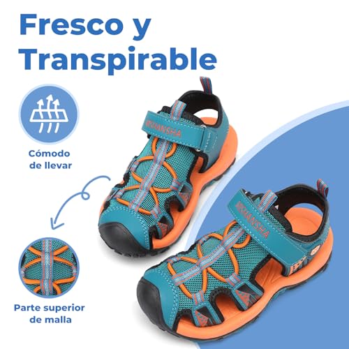 Detalle de Mishansha Sandalias de Verano para Niños con Puntera Cerrada – Azul, 28
