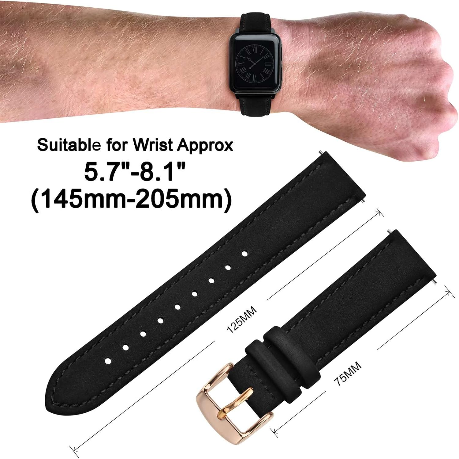 Detalle 2 de ANNEFIT Uhrenarmband Vintage Nubuk Leder 18–22mm