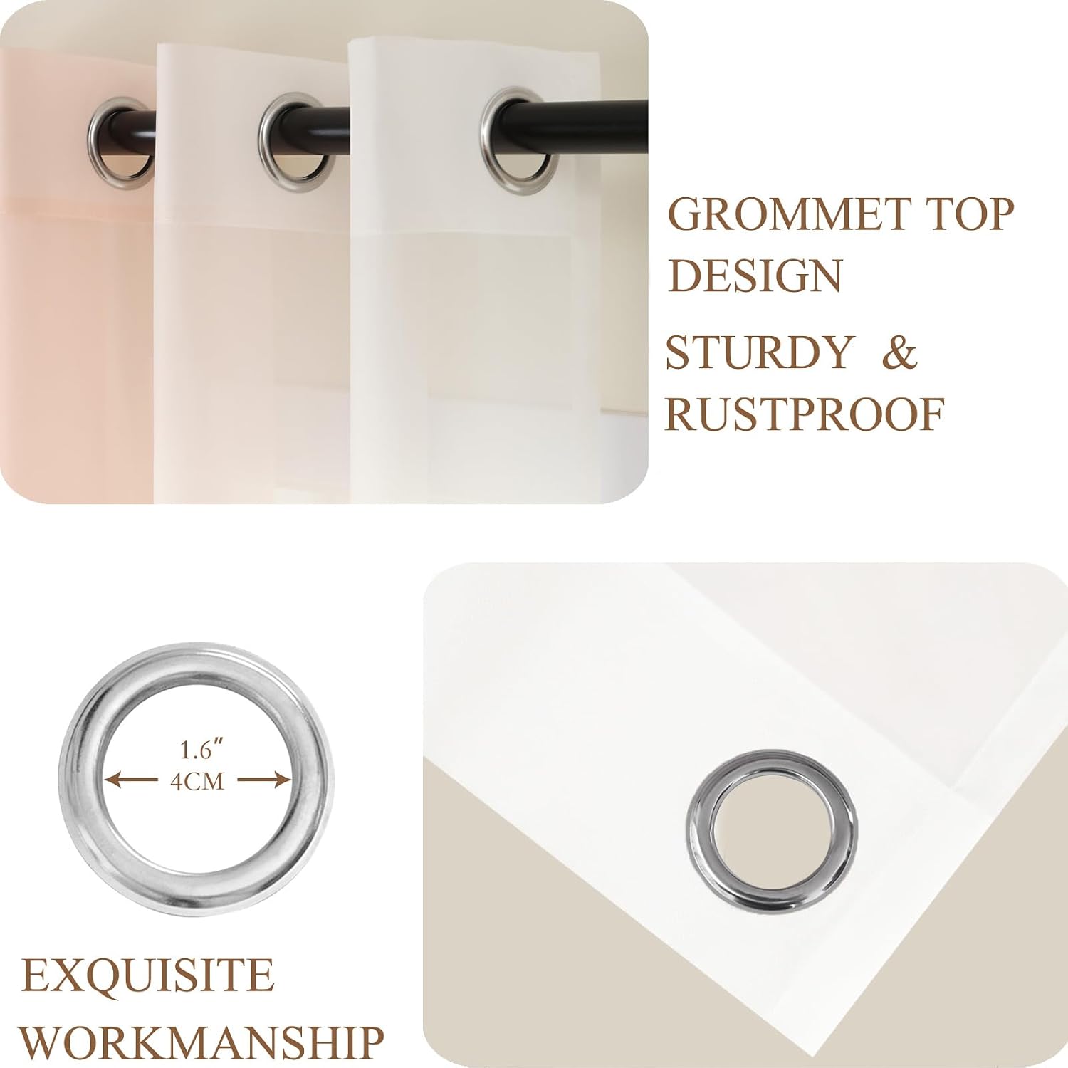 Detalle 2 de L.Z.E Pink White Voile Curtains
