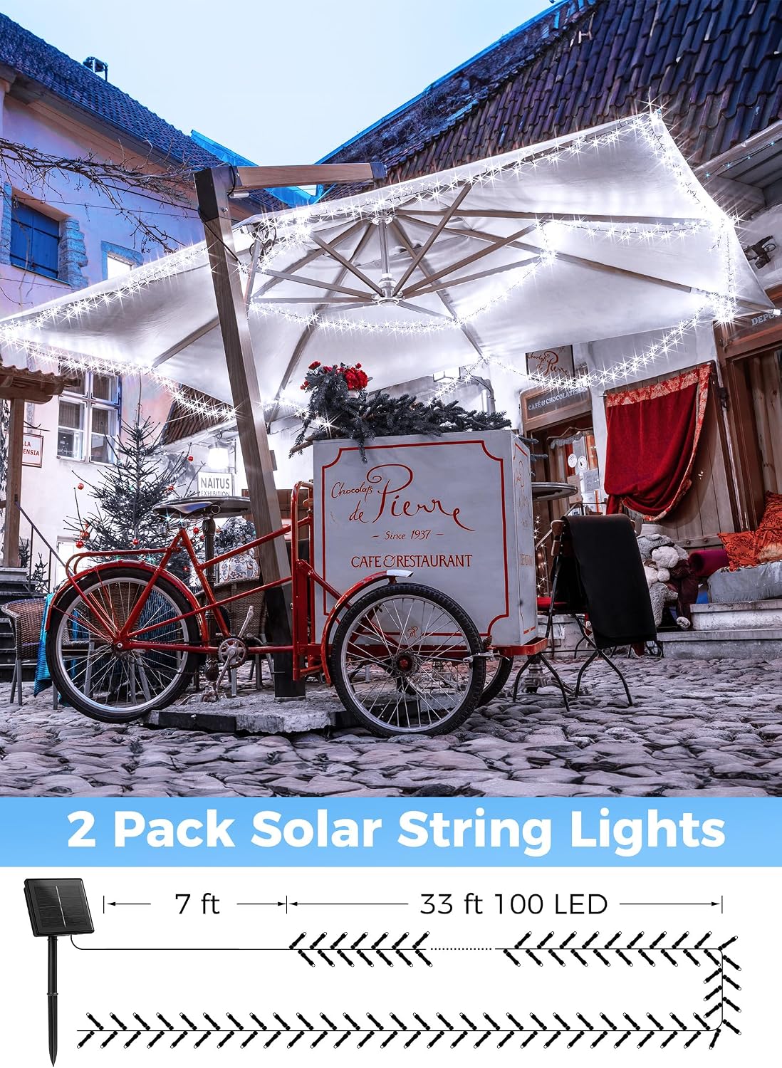 Detalle 2 de Solar Outdoor String Lights, 2-Pack