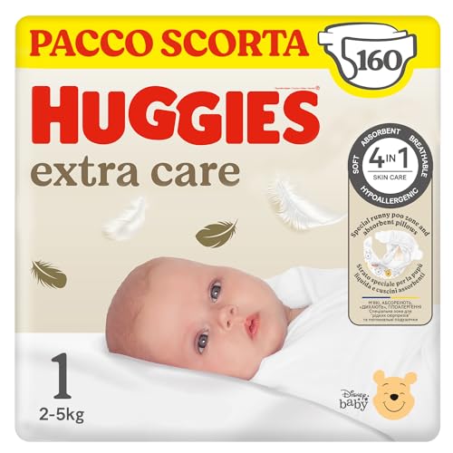 Detalle de Huggies Extra Care Neonato Taglia 1 (2-5 Kg) – 160 Pannolini in confezione da 4x40