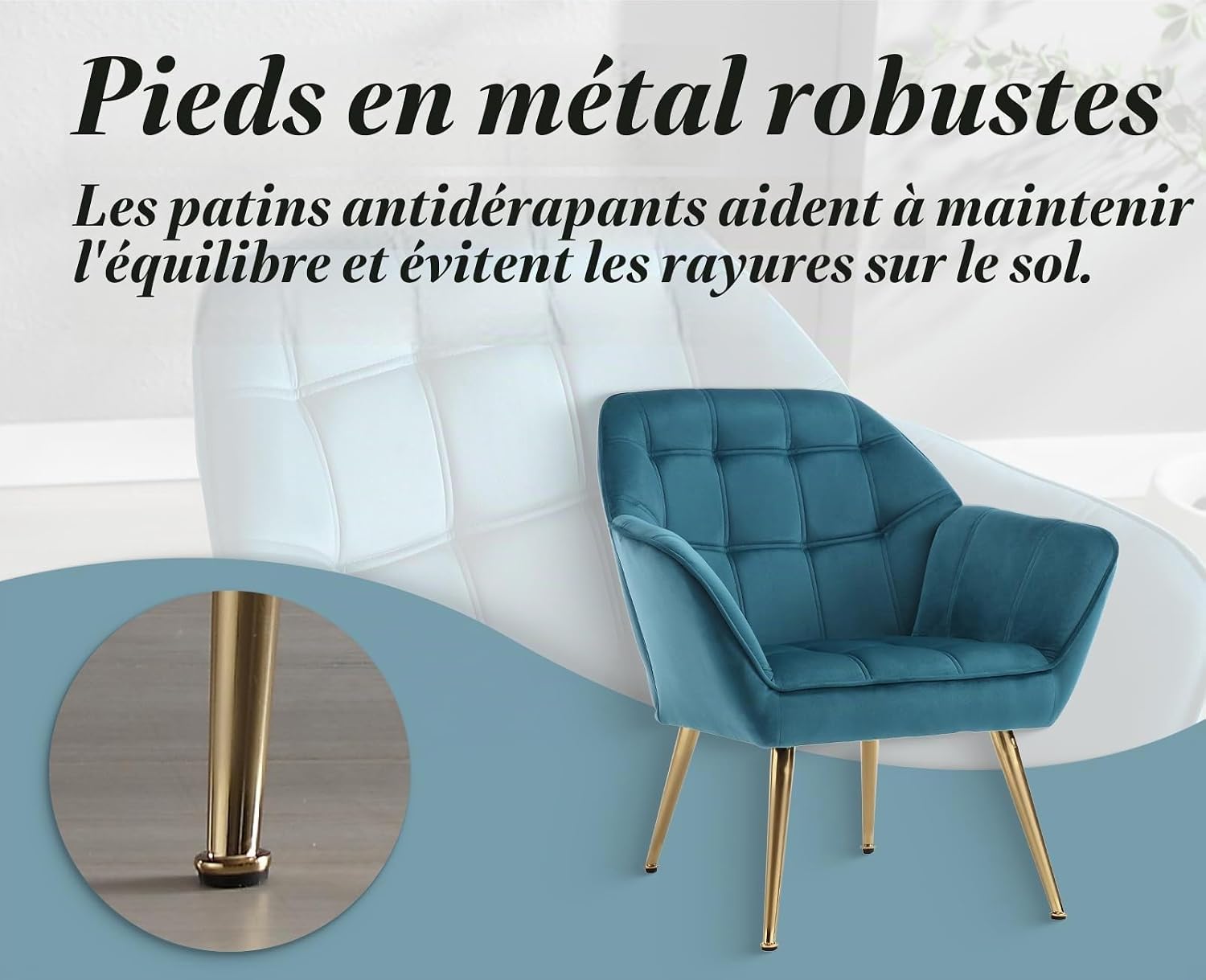 Detalle 1 de chairus chairus-Scandinave fluwelen fauteuils, set van 2, blauw