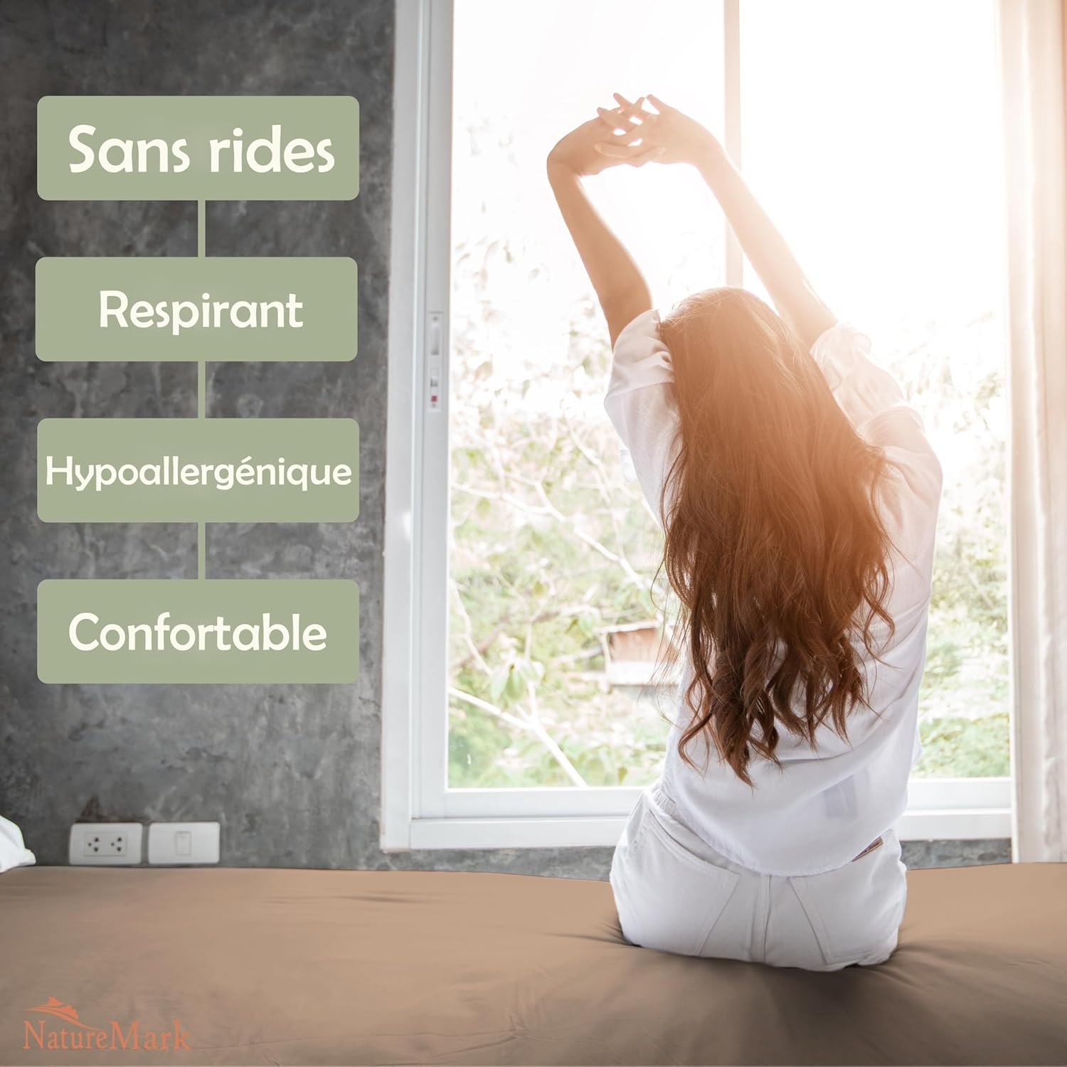 Thumbnail 4 de NatureMark Drap-Housse en Microfibre Brossée – Ultra Doux, Respirant et Hypoallergénique, 90x200 cm, Sable/Beige