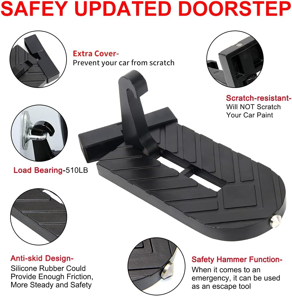 Thumbnail 1 de OPP ULITE Car Doorstep Folding Ladder with U‑Shaped Hook Pedals and Safety Hammer