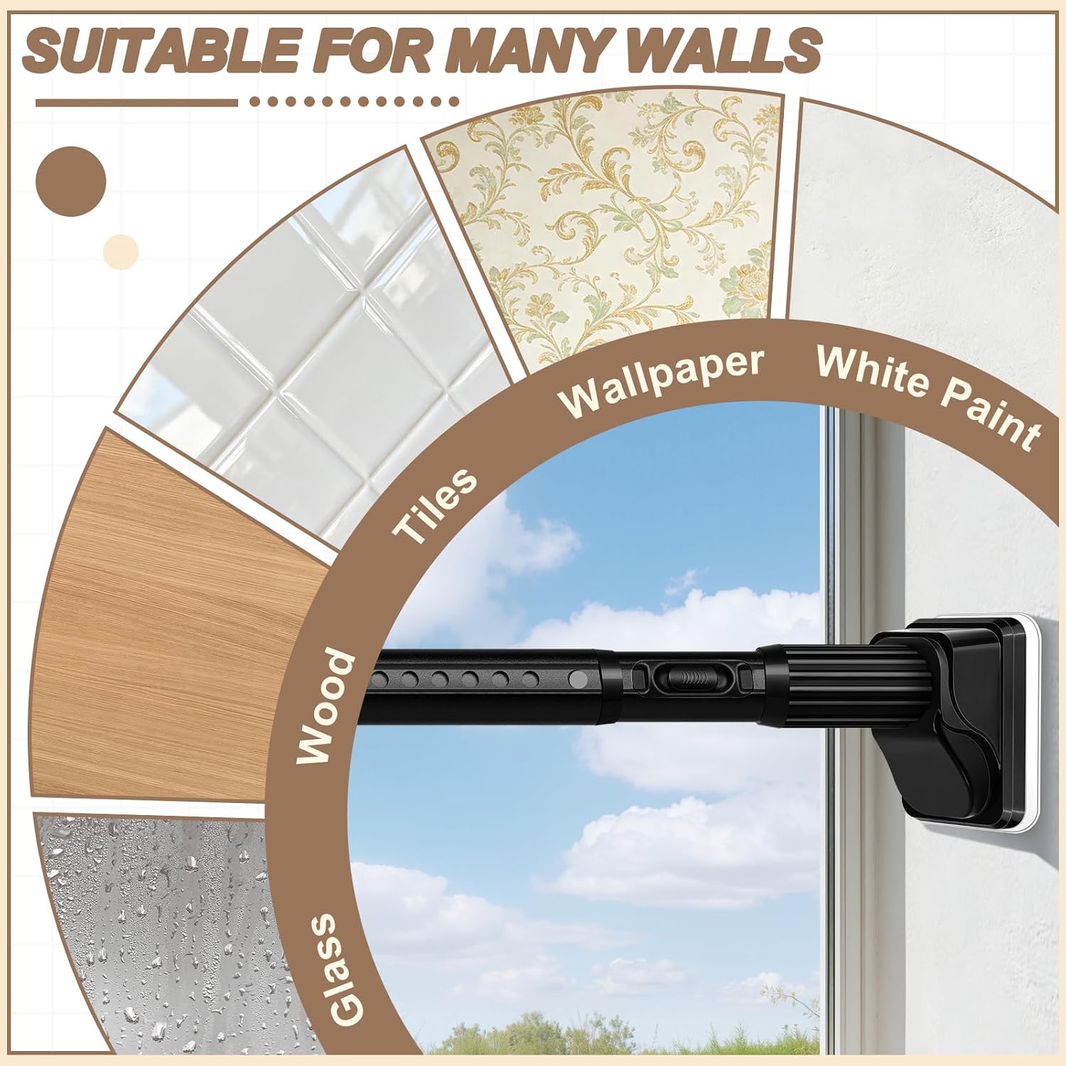 Detalle de YNL Tension Curtain Rod, 41–173 Inches