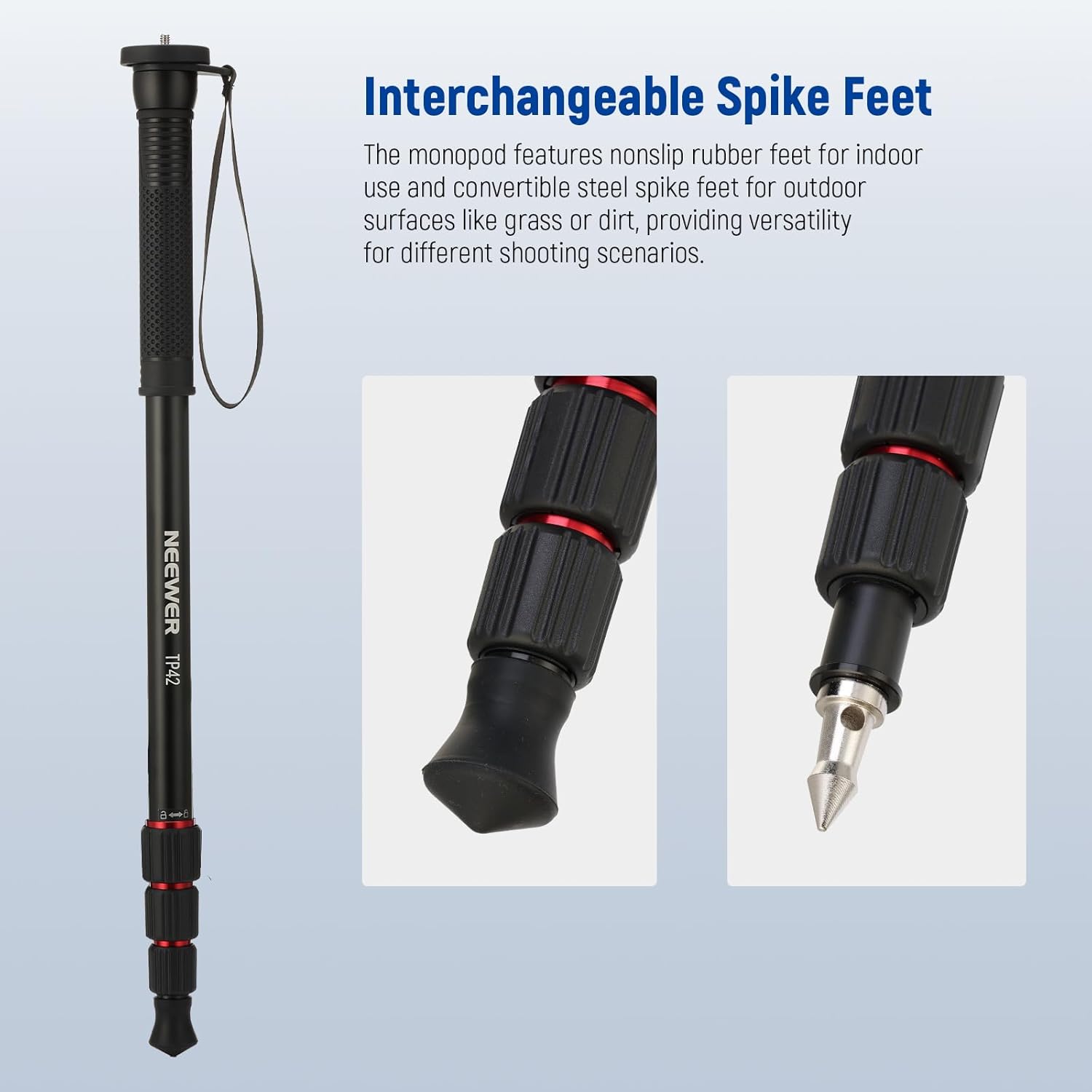 Thumbnail 5 de NEEWER 66.5" Camera Monopod Stand (Lightweight Aluminium Travel Monopod) with 1/4" & 3/8" Adapter, TP42