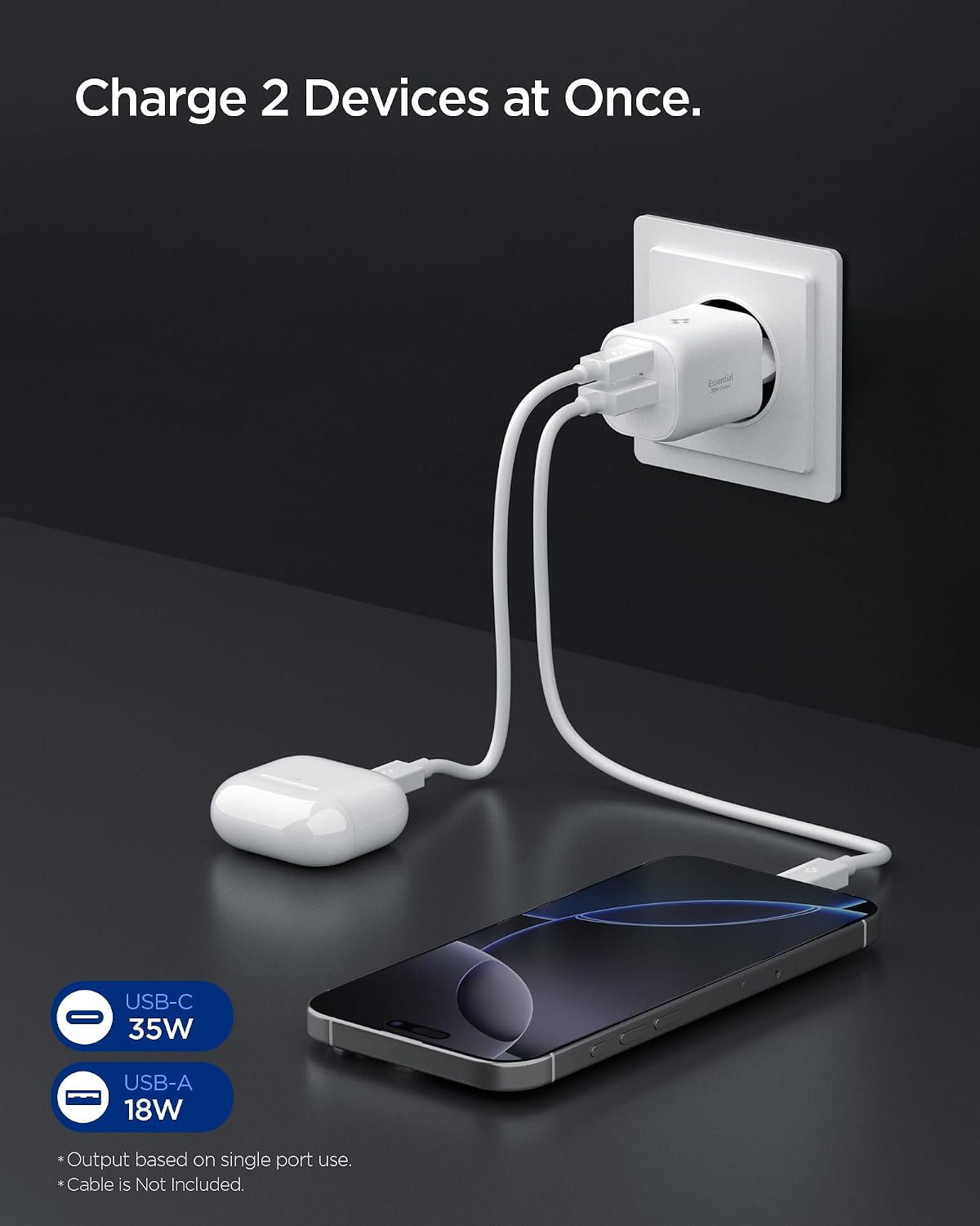 Thumbnail 2 de Spigen ArcStation Essential 35W Caricatore auto USB-C 2 porte