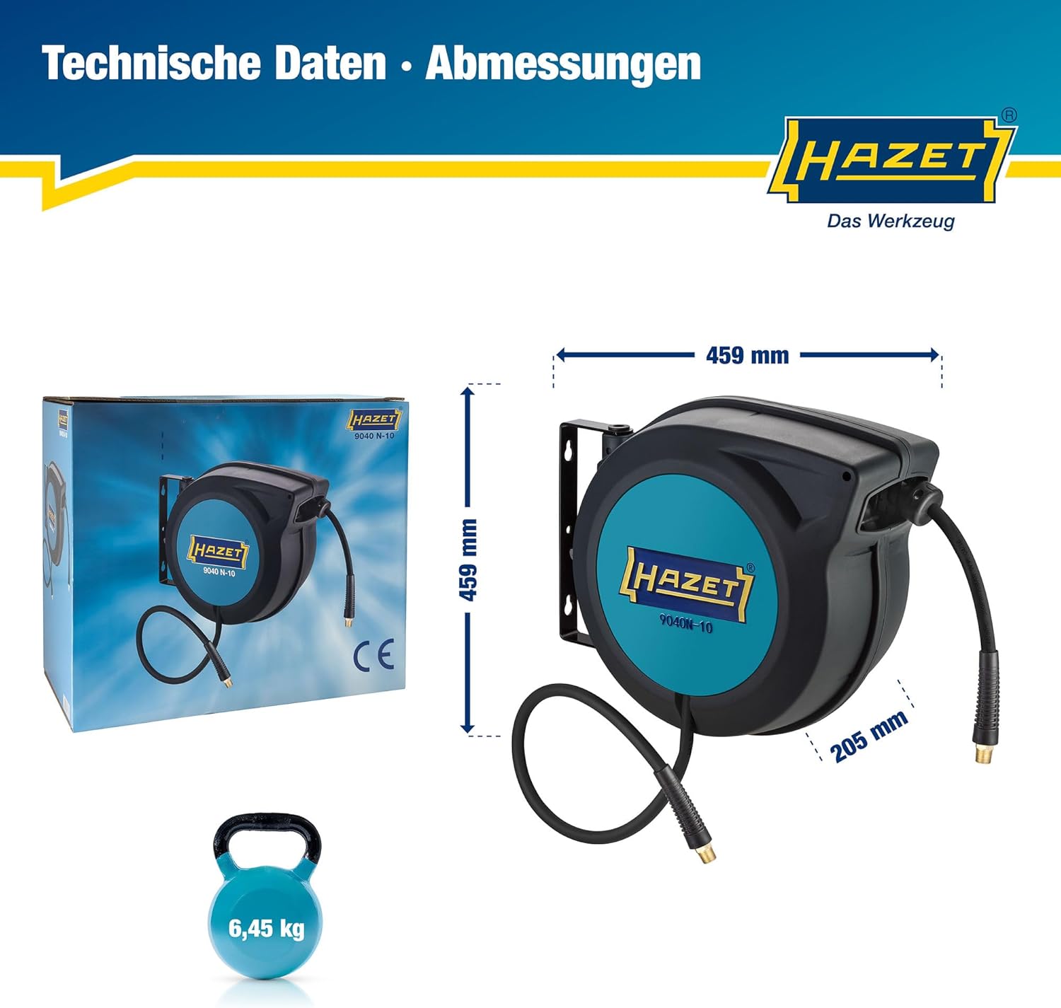 Thumbnail 6 de HAZET Schlauch-Aufroller 9040N-10 – 15 m Schlauchlänge, 10 mm Innen-Durchmesser, 20 bar
