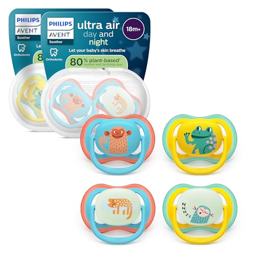 Detalle de Philips Avent Ultra Air Day & Night Ciuccio 18m+ – Design ortodontico, confezione 4 (SCF349/56)