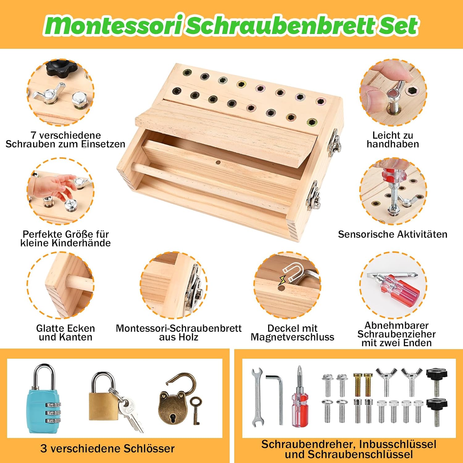 Thumbnail 2 de Wooderma Montessori Puzzle Brett für Kinder 3–5 Jahre
