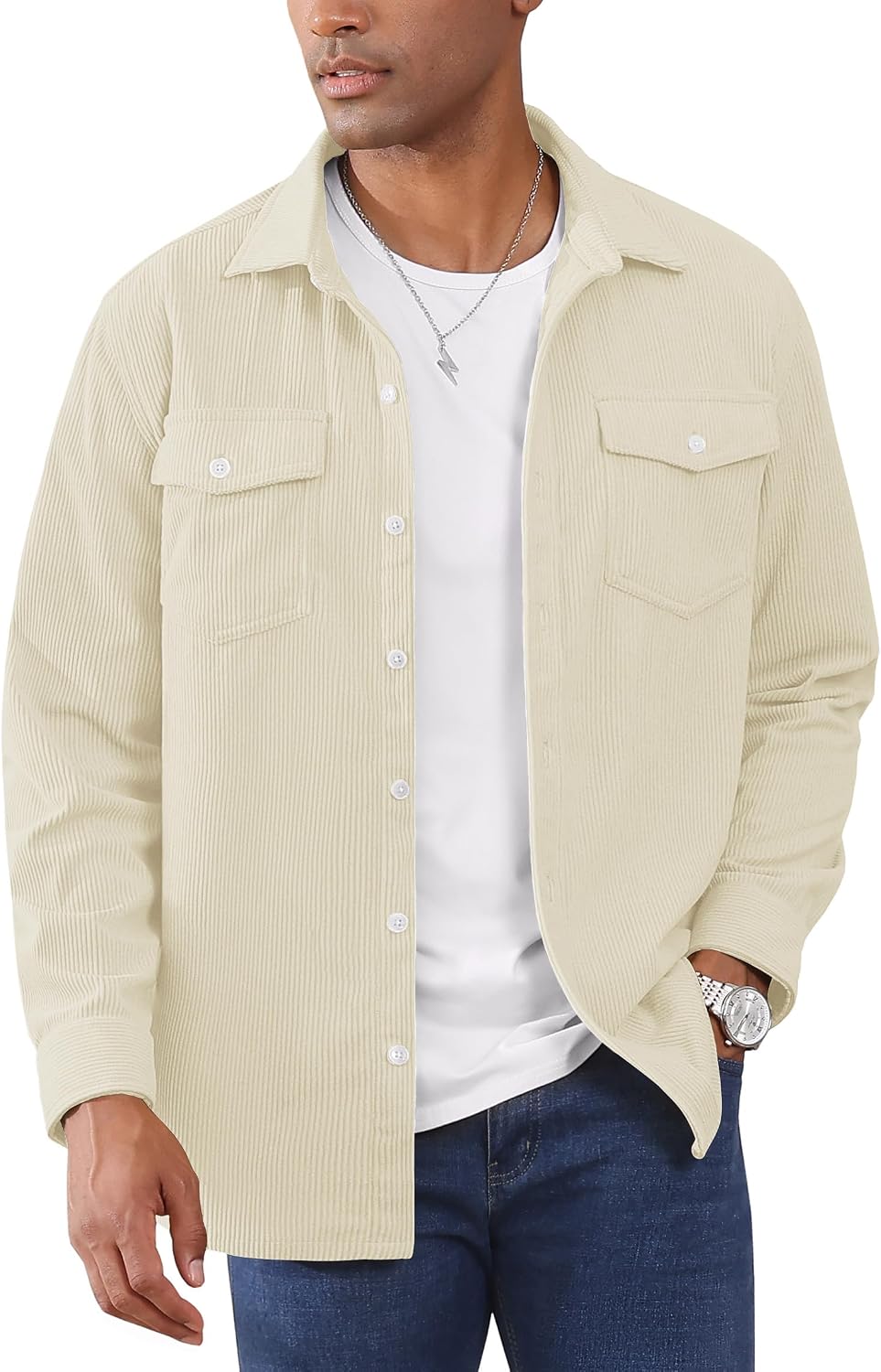 Detalle de EKLENTSON corduroy shacket jacket