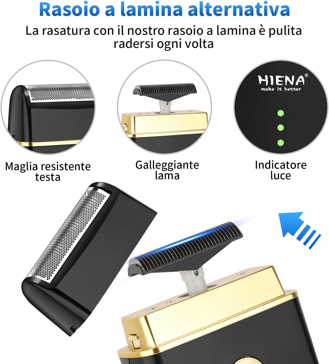 Detalle de HIENA PRO Tagliacapelli Uomo Professionale — Set completo per taglio capelli, rasatura e rifinitura