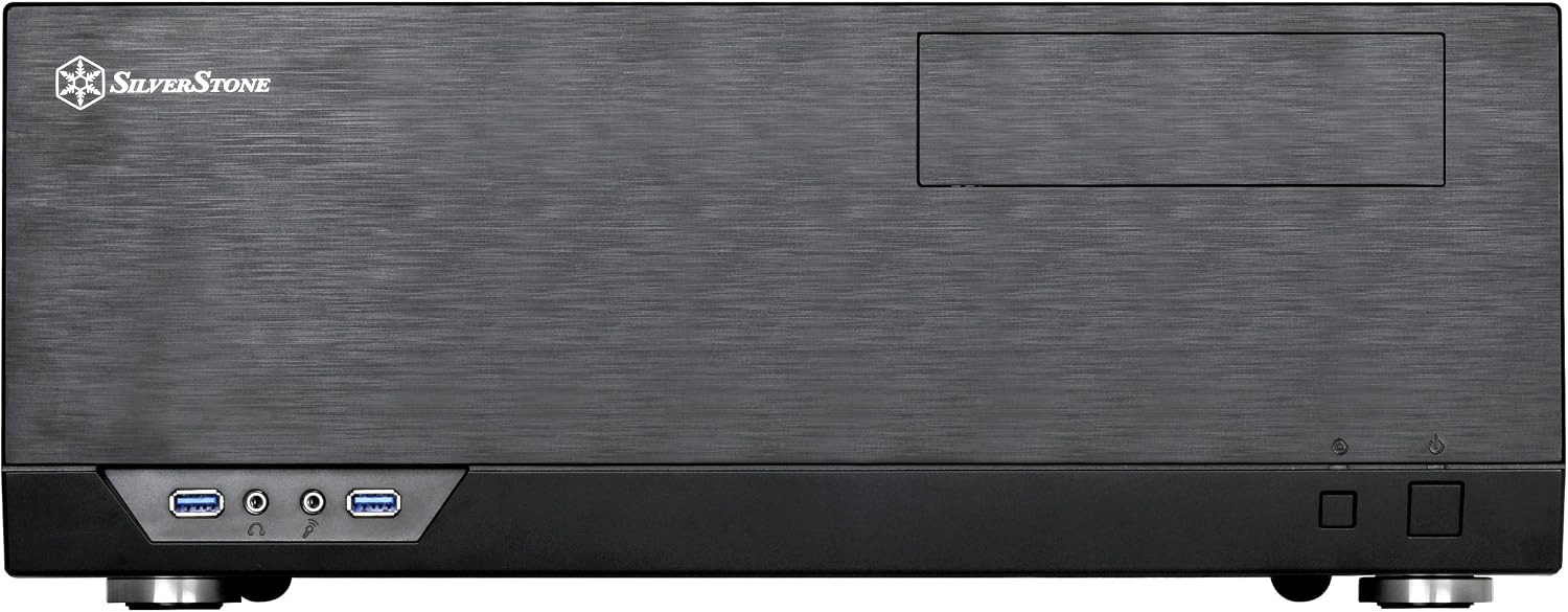 Detalle de SilverStone SST-GD09B – czarna obudowa komputerowa ATX z montażem zasilacza na dole