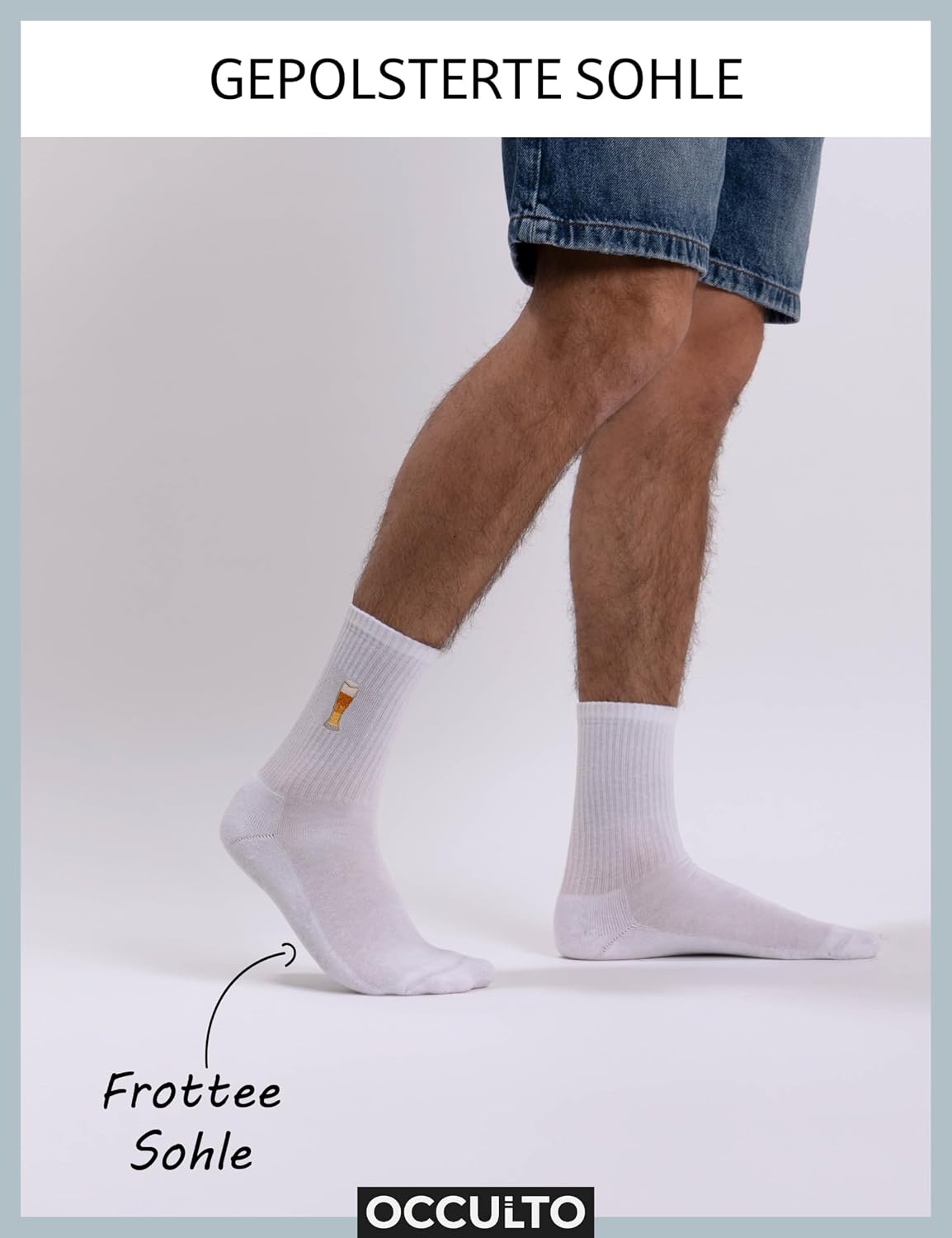Detalle 2 de Occulto Damen & Herren Motiv Tennissocken 3er Pack (Modell: Robin) – Statement Tennis Socken