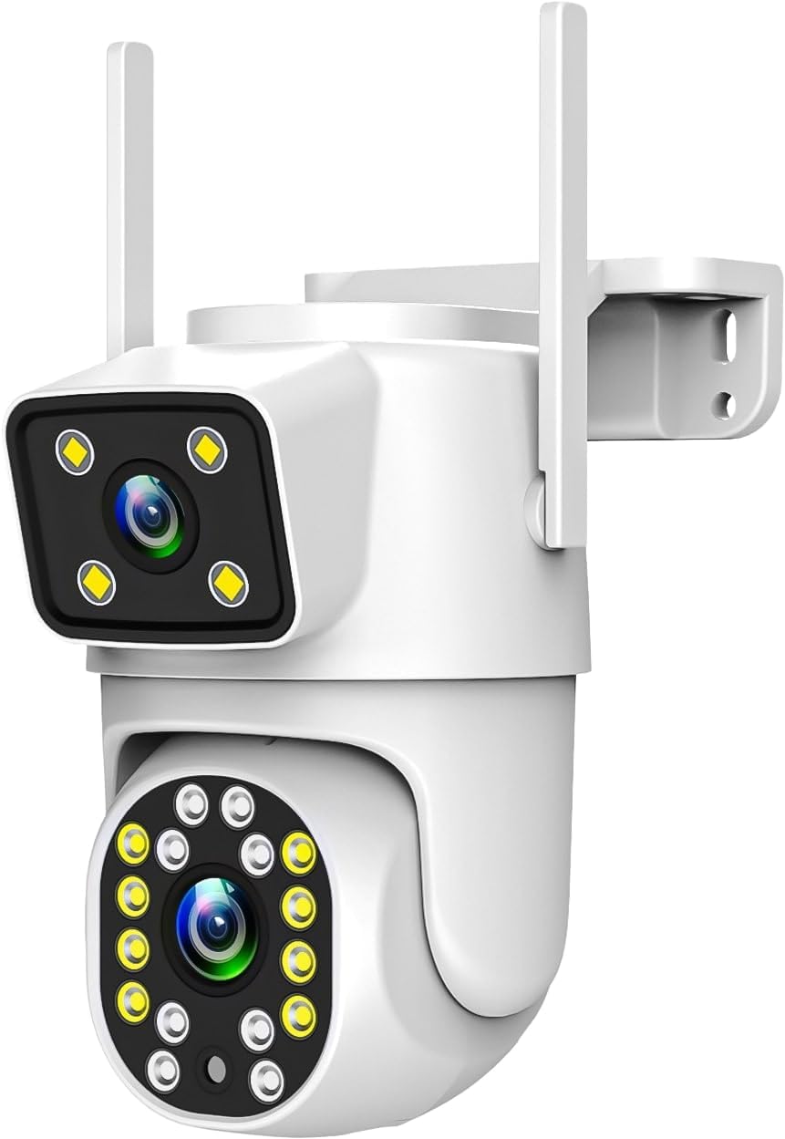 Detalle de Technaxx TX-328: telecamera IP WiFi per esterni con doppia lente 2MP+2MP, rotazione 270°/90°, visione notturna a colori