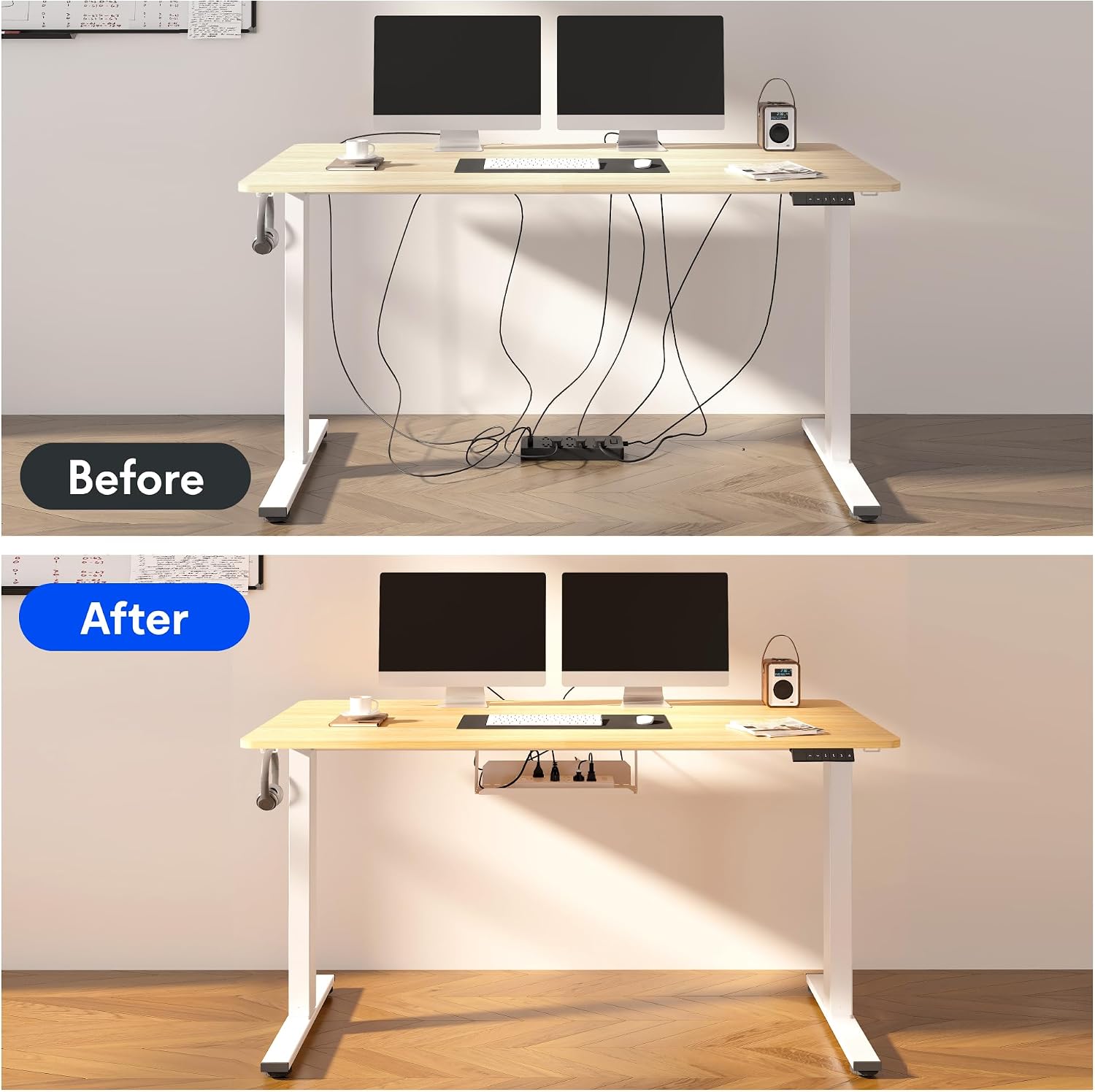 Thumbnail 4 de FLEXISPOT EN2 EN1S+C-R5528LB-ZB Electric Standing Desk Bundle, 55" x 28
