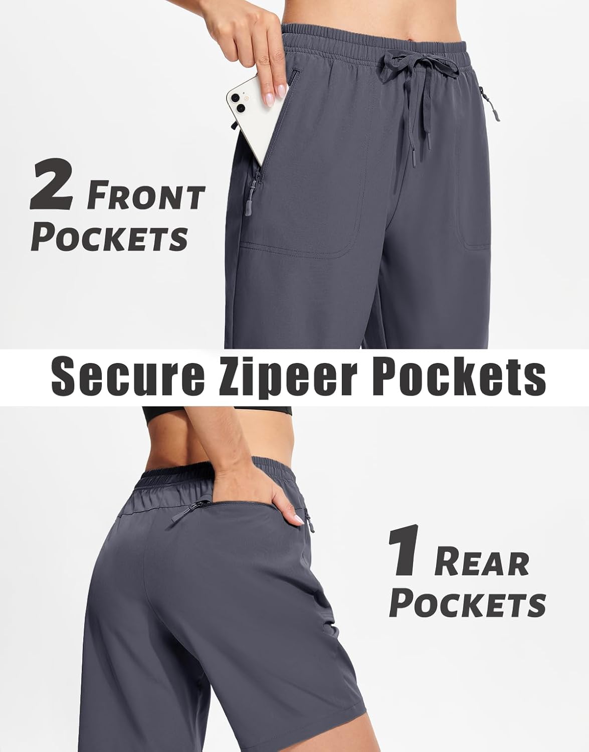 Detalle de MAGCOMSEN Women’s Lightweight Hiking Shorts (8") with Quick-Dry, Water-Resistant Finish & 3 Zipper Pockets