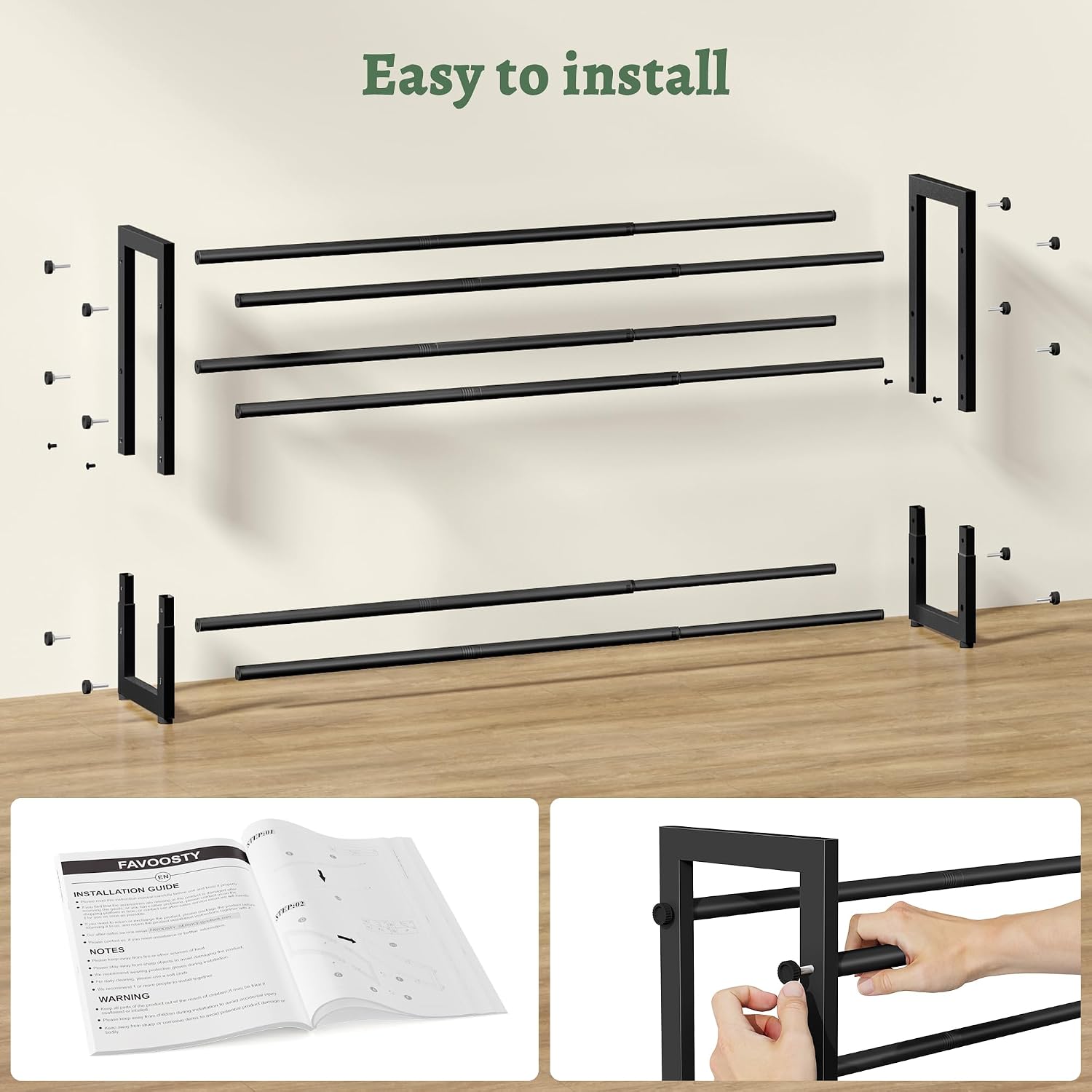 Detalle 1 de FAVOOSTY Expandable Shoe Rack, 3-Tier