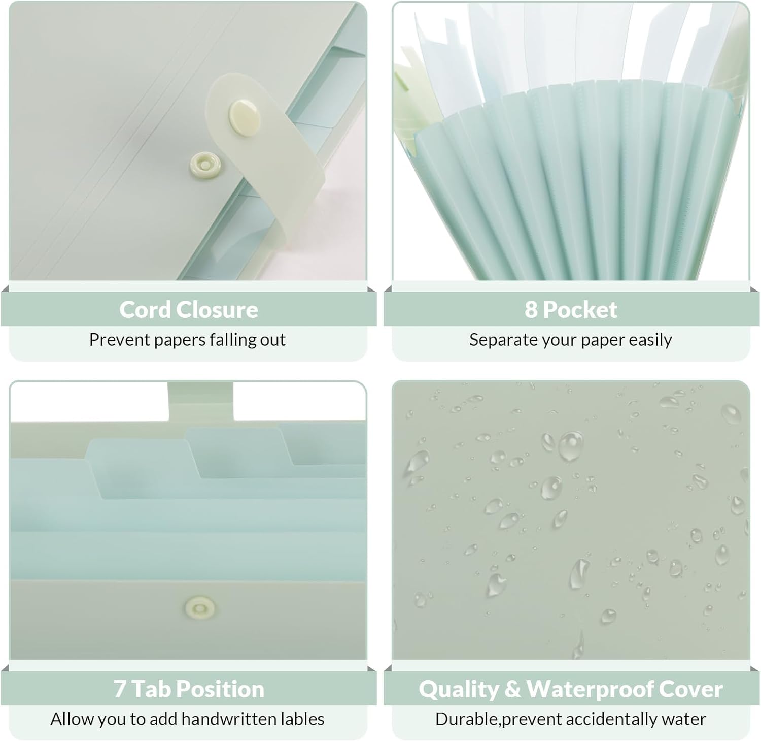 Thumbnail 3 de SKYDUE Dokumentenmappe A4 mit 8 Fächern und Etiketten (hellgrün)