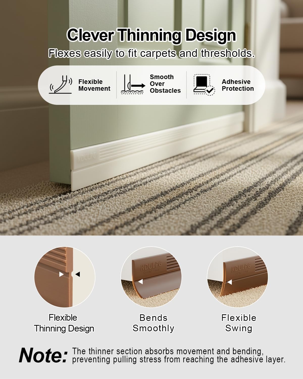 Detalle 2 de Upgraded Silicone Draught Excluder for Doors – Self-Adhesive White Door Seal