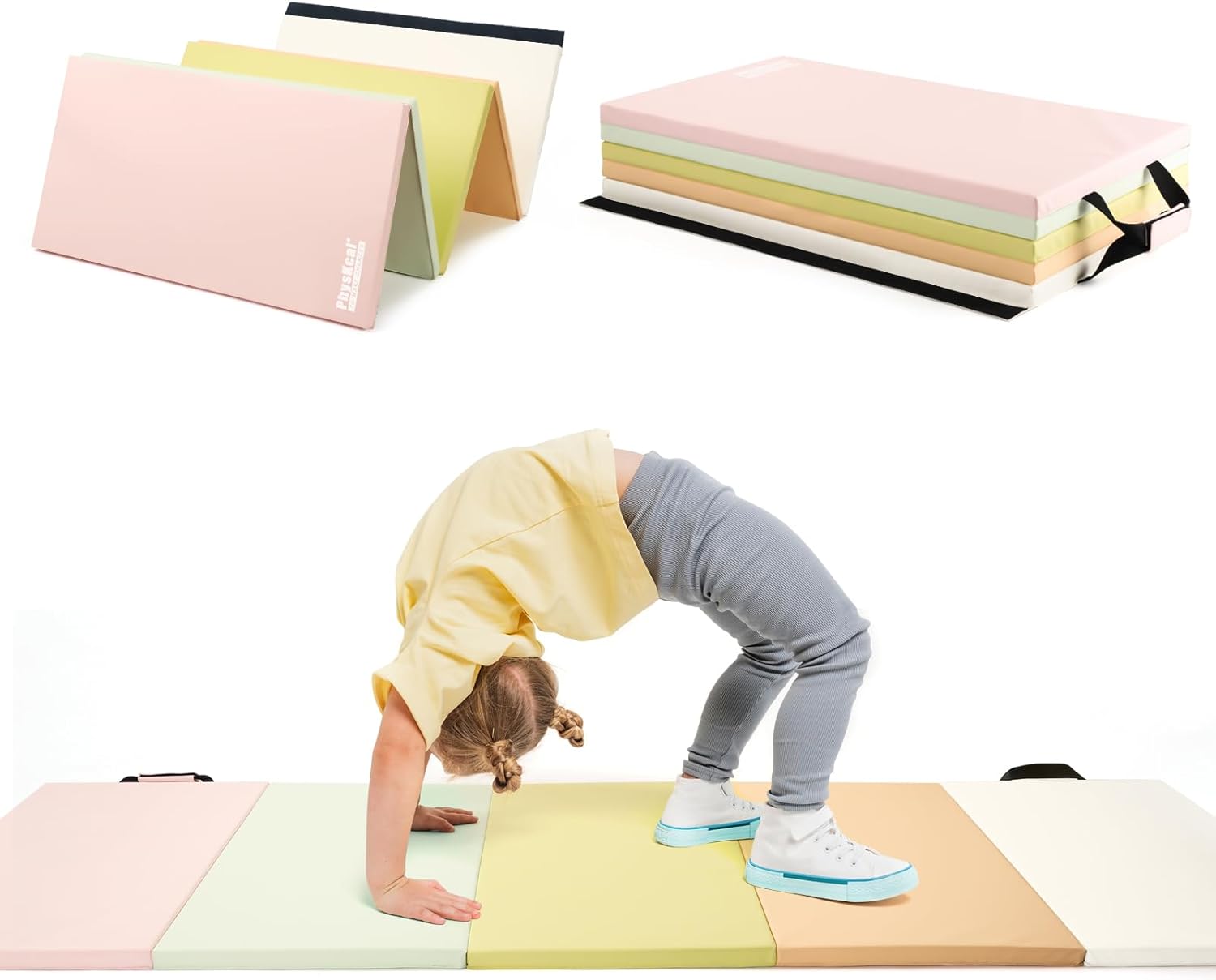 PhysKcal 5-Panel Folding Gymnastics Tumbling Mat (195 x 75 x 2.8cm) with Carry Handles