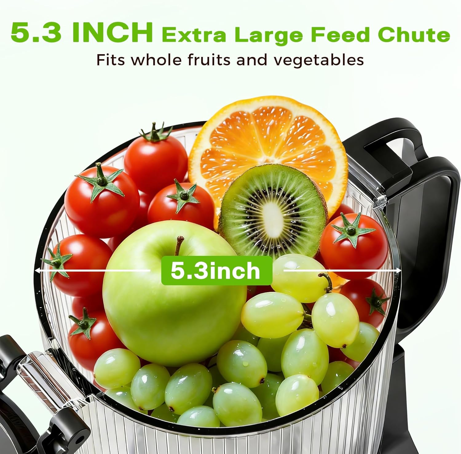 Detalle de Cold Press Juicer with 5.3-Inch Wide Feed Chute (Slow Masticating, Gray)