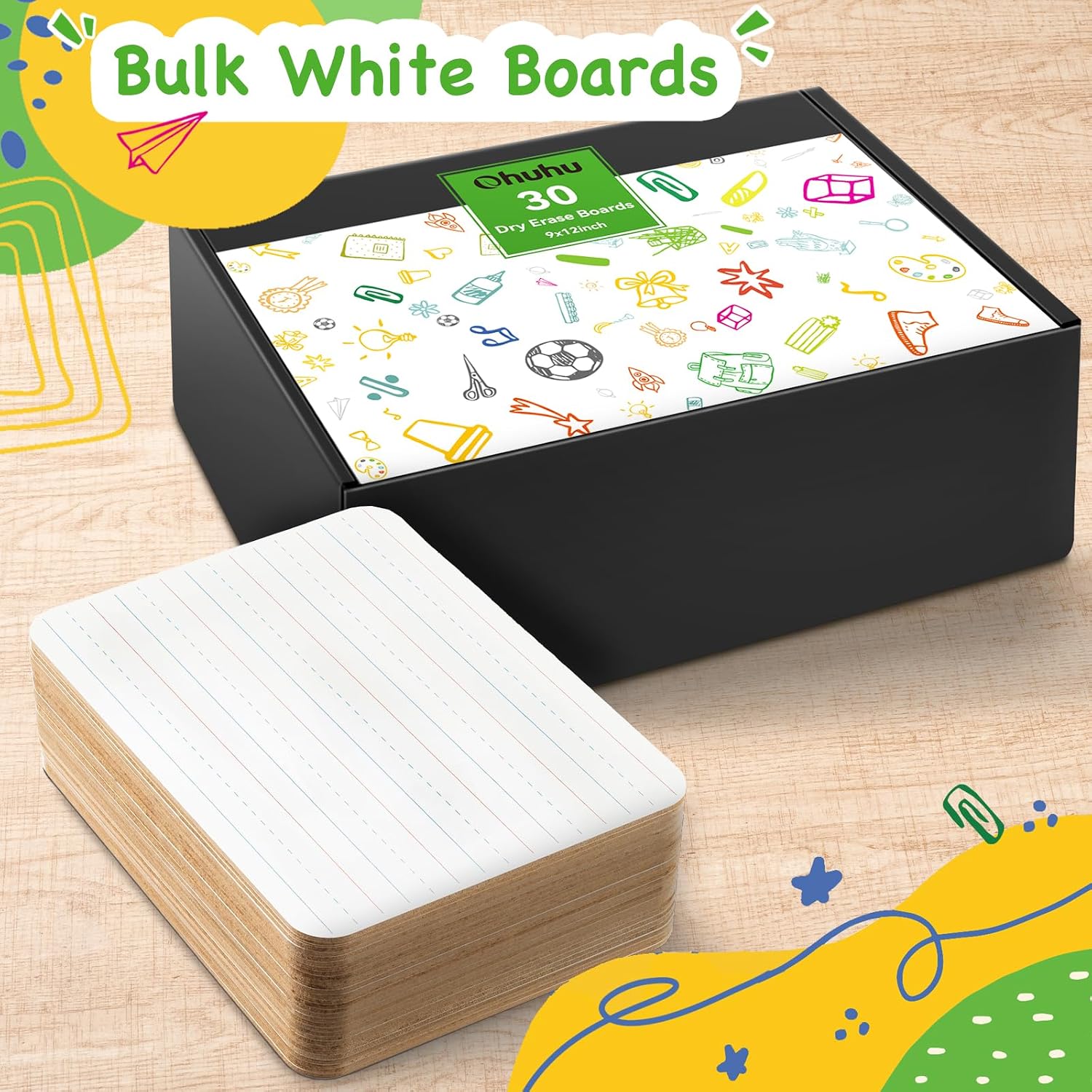 Detalle de Ohuhu DEB-01 Whiteboards, 30-Pack of Double-Sided 9 x 12 in Boards