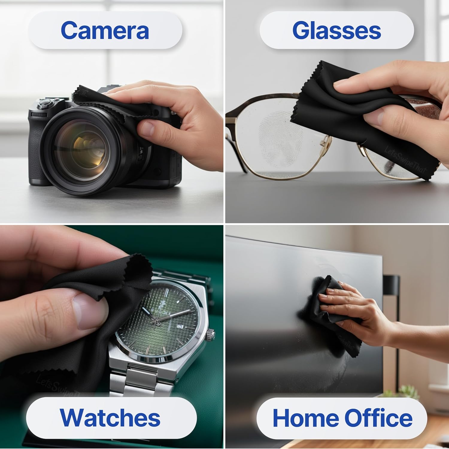 Thumbnail 6 de LetsSwipeThat Pocket Mikrofaser Brillenputztuch (16,7 x 11,8 cm) – Optikerqualität in Reisegröße