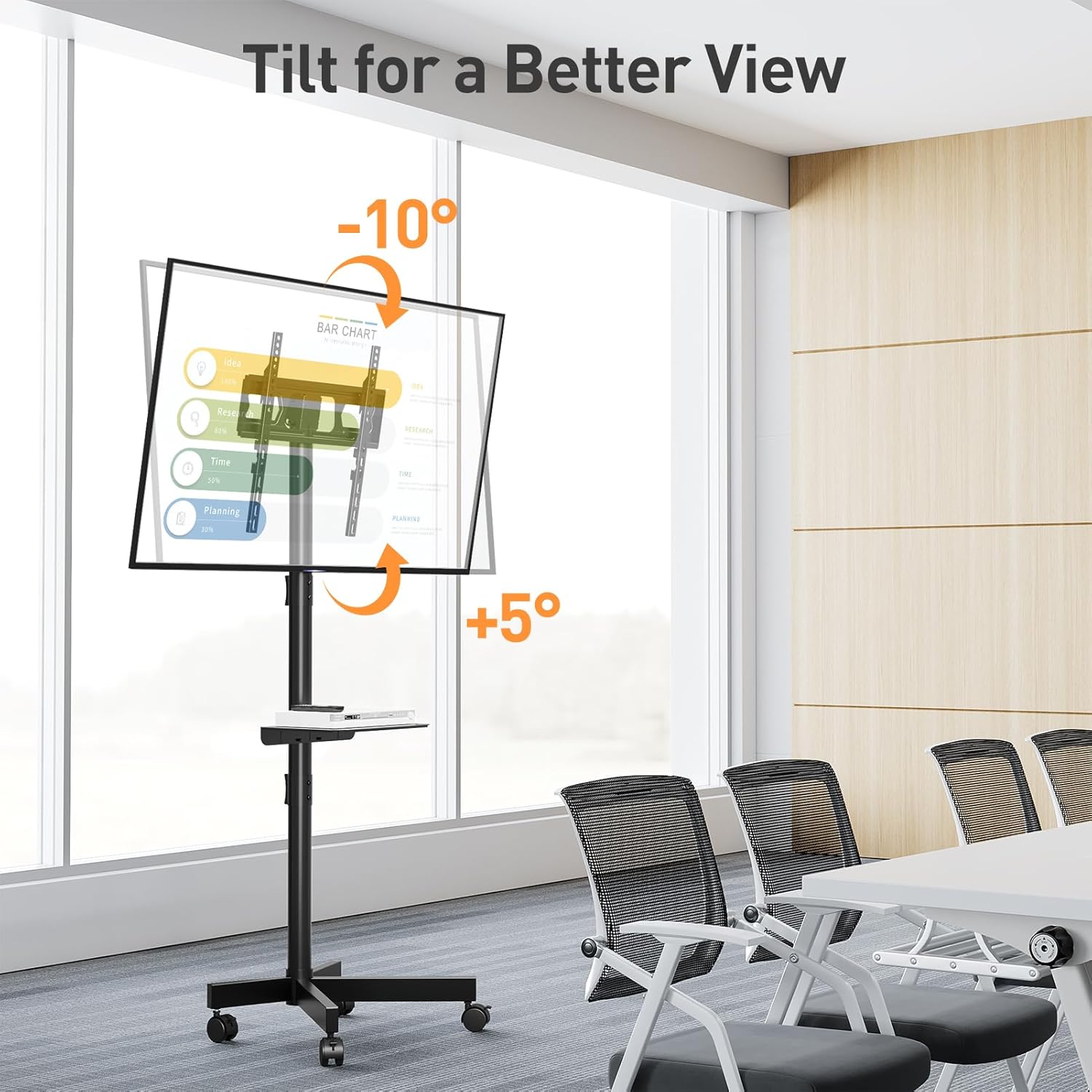 Detalle de ELIVED EV1117: Carrello porta TV mobile con rotelle per 26–60 pollici, fino a 25 kg