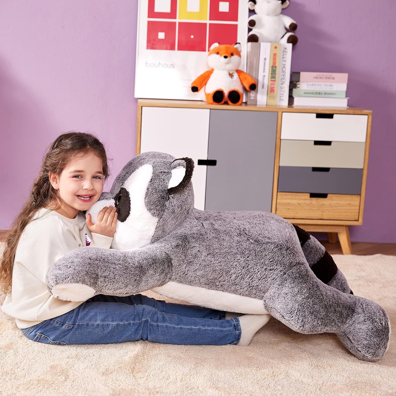 Thumbnail 1 de IKASA Giant Raccoon Stuffed Animal Plush Toy (30-inch) — Jumbo Hugging Raccoon Pillow