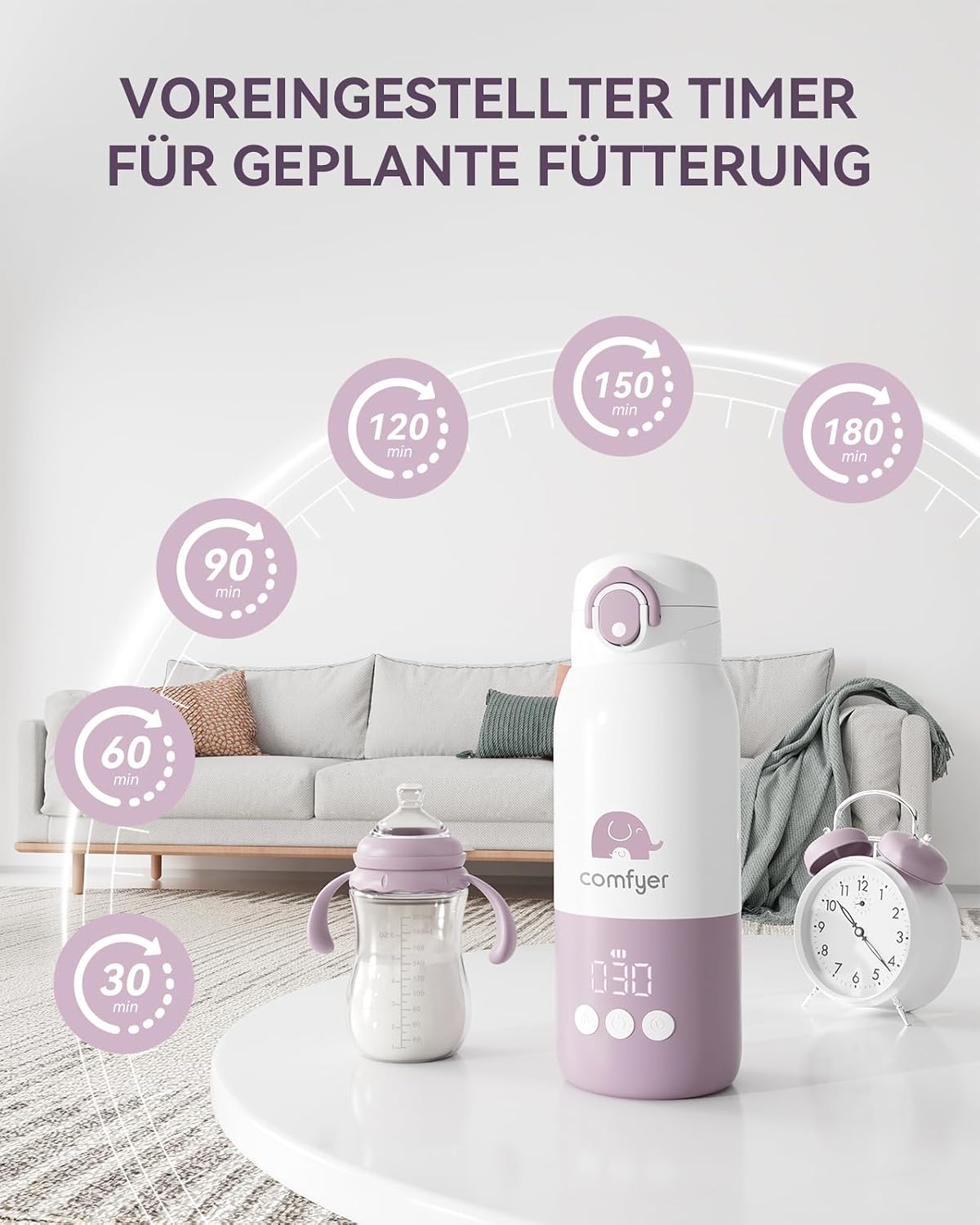 Detalle 2 de Comfyer Tragbarer Flaschenwärmer 12.000 mAh