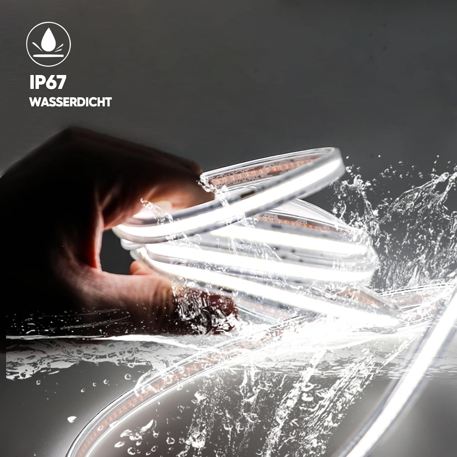 Thumbnail 3 de pcning COB Flexible LED Strip Light Kaltweiß 3 m – 230 V Direktanschluss, IP67, 6.000 K