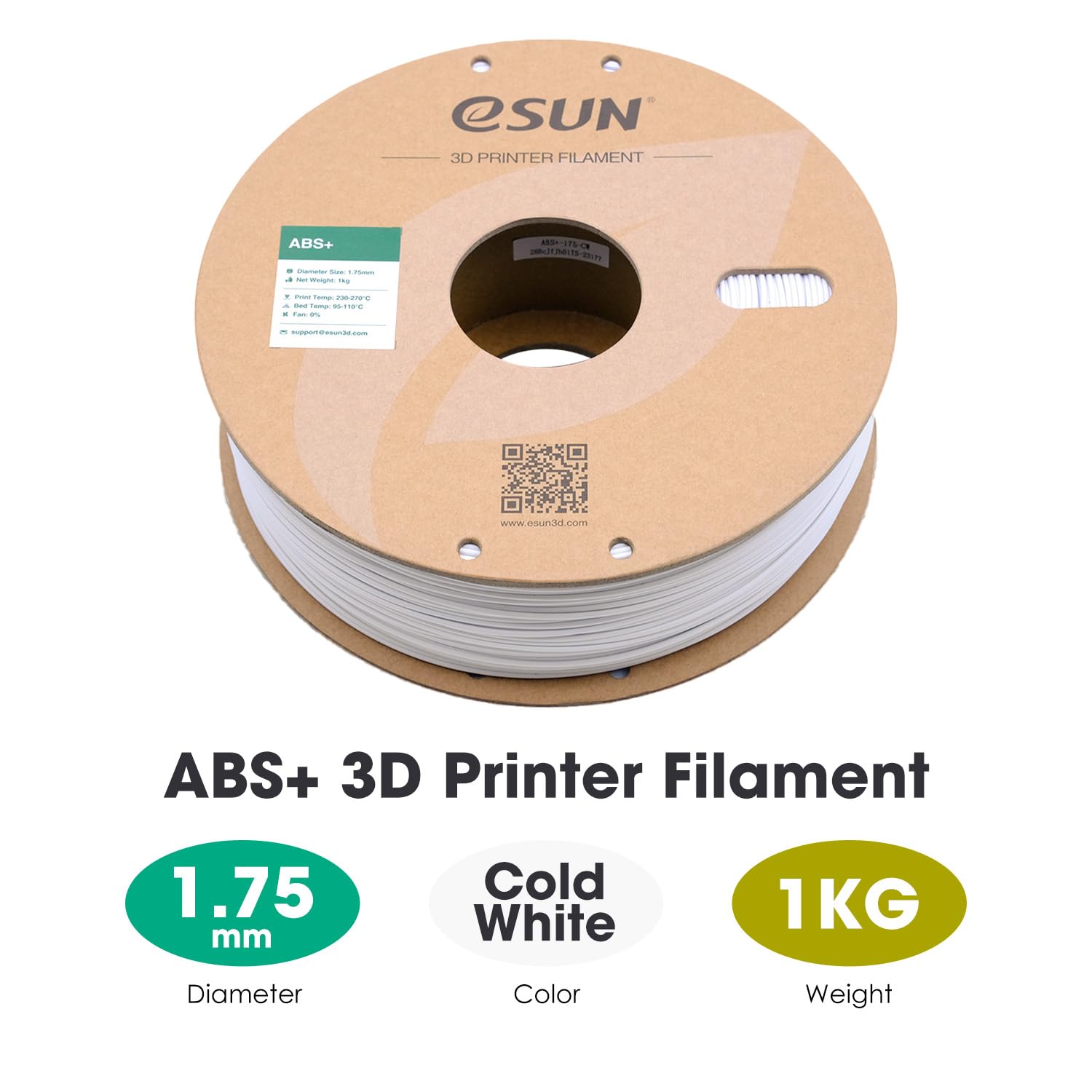 Detalle de eSUN ABS+ Filament 1kg 1.75mm Kaltes Weiß